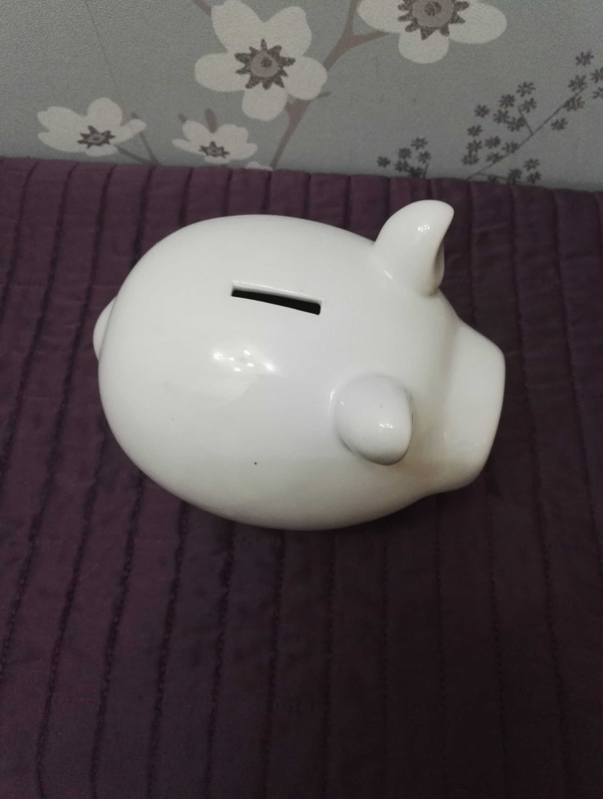 White Ceramic Piggy Money Box - Excellent Condition 13cm tall to top of Ear - Width 21cm - Image 5