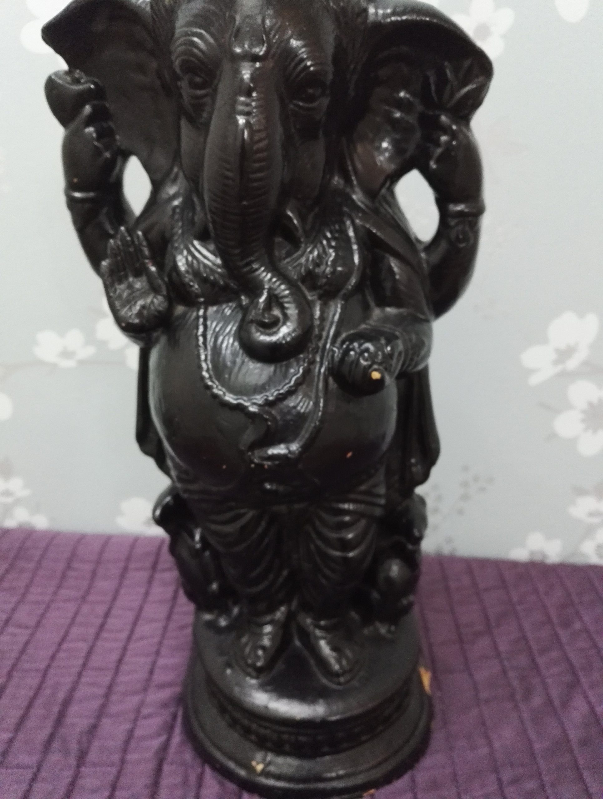 Very Large Clay or Terracotta Hindu Deity Ganesh - Painted Black - Acceptable to Good condition - Image 3