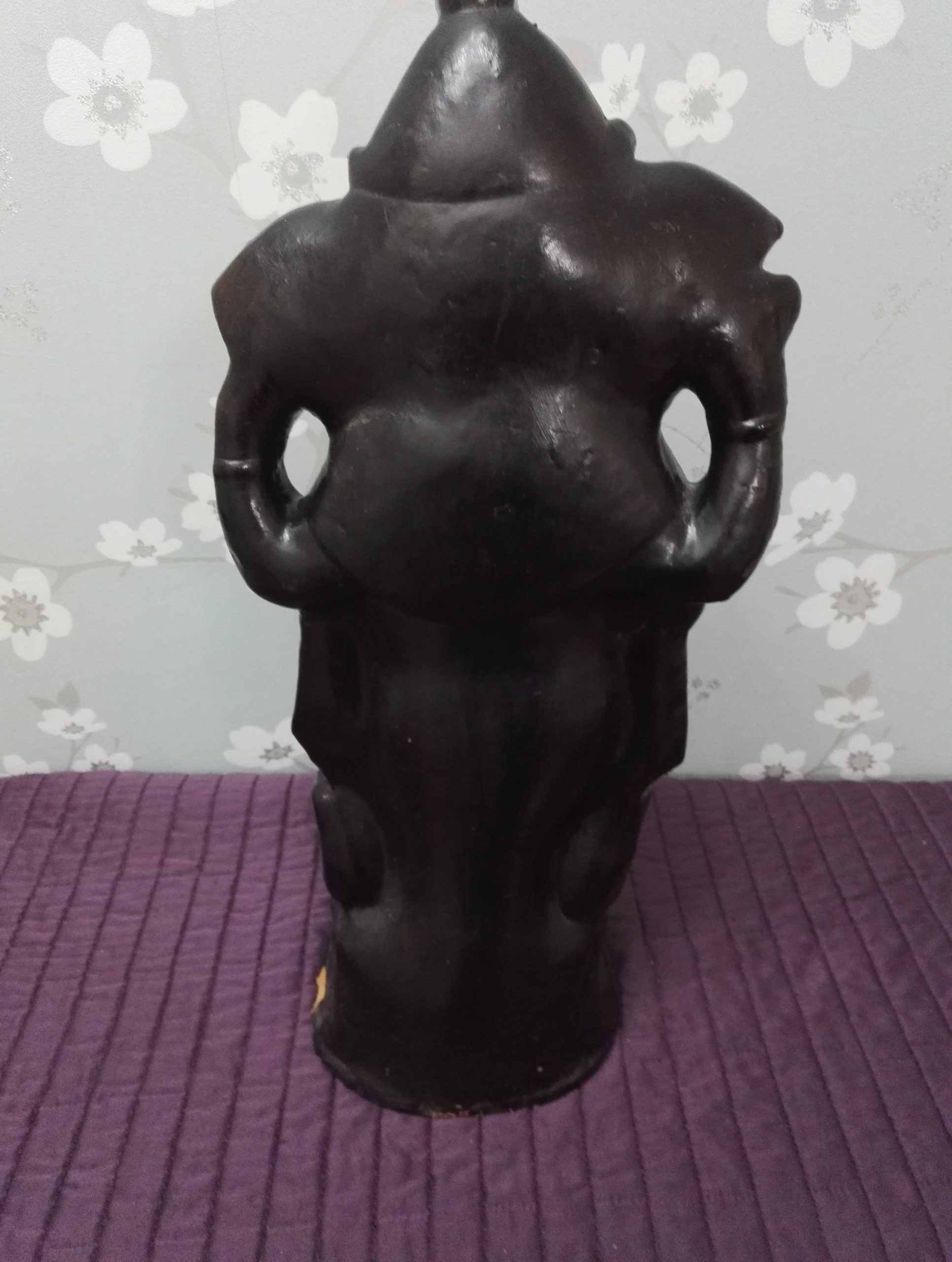 Very Large Clay or Terracotta Hindu Deity Ganesh - Painted Black - Acceptable to Good condition - Image 7