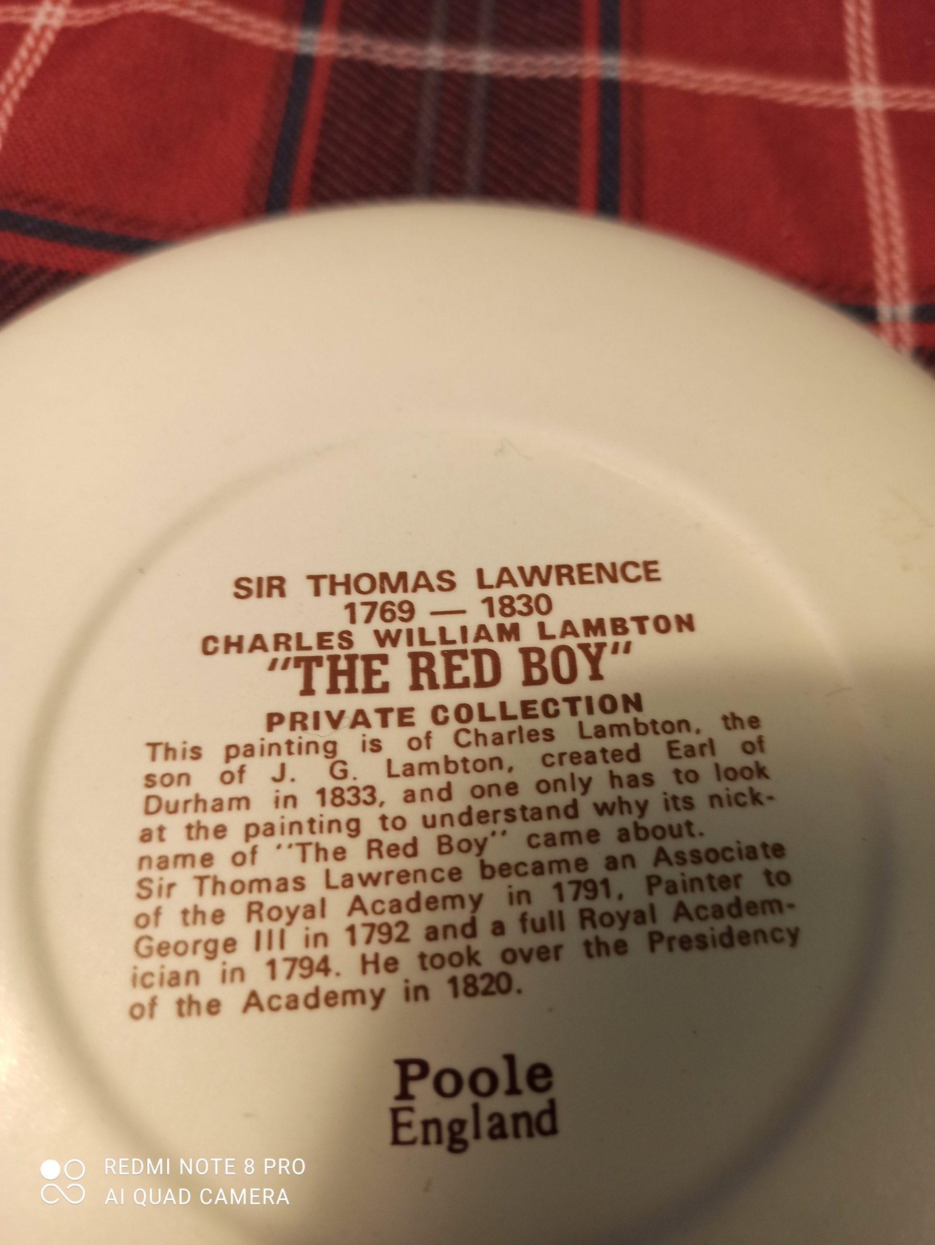 Sir Thomas Lawrence Decorative Plate, "The Red Boy" - Image 6