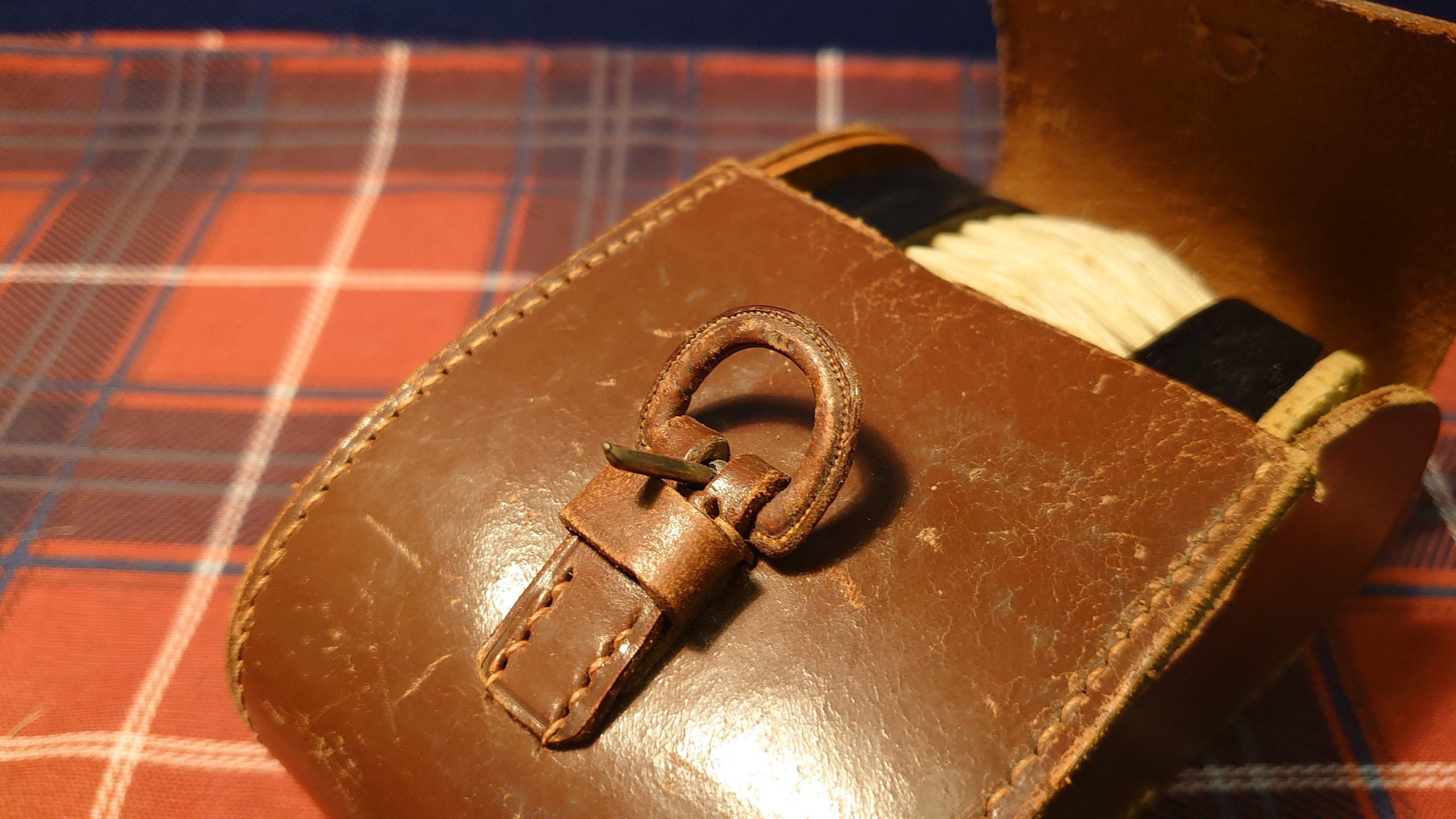 Vintage Gentleman's Ebony Dress Brush Pair in a Leather Case with Strap and Buckle - Good to Very Good condition - Image 10