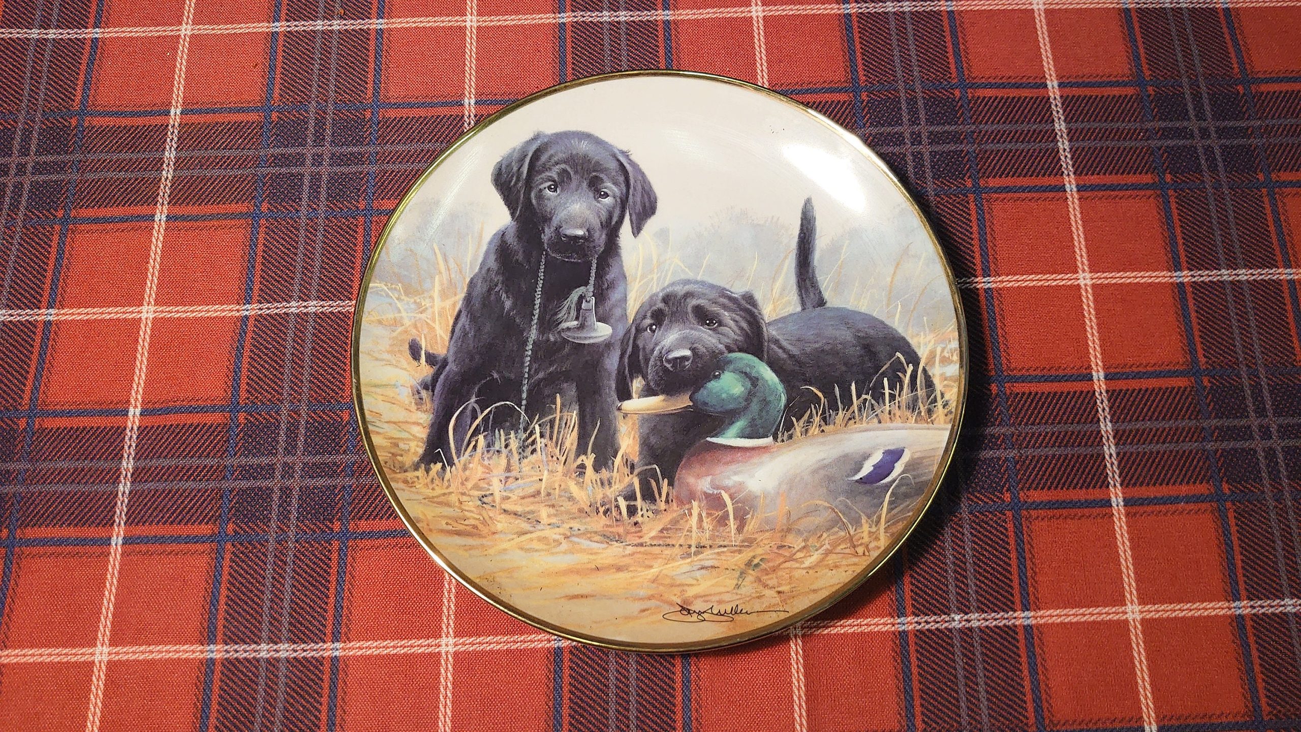 Beginners' Luck Plate - Decorative Wall Plate - Black Labrador Pups - Great Item for Dog Lovers - Image 2