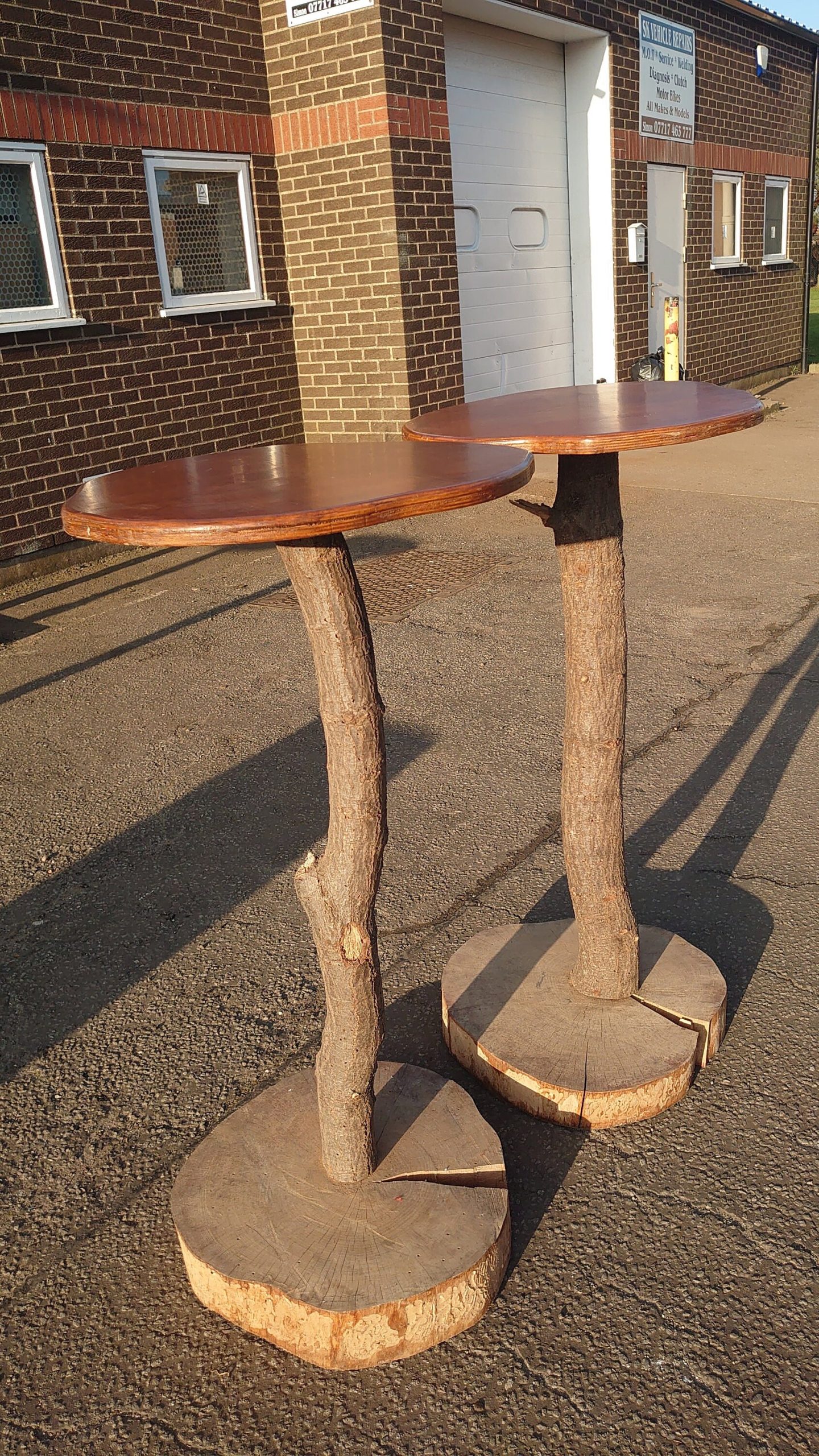 Two Handmade Wooden Bar Tables - 1.2m tall - Good to Very Good condition - Unique Find! - Image 5
