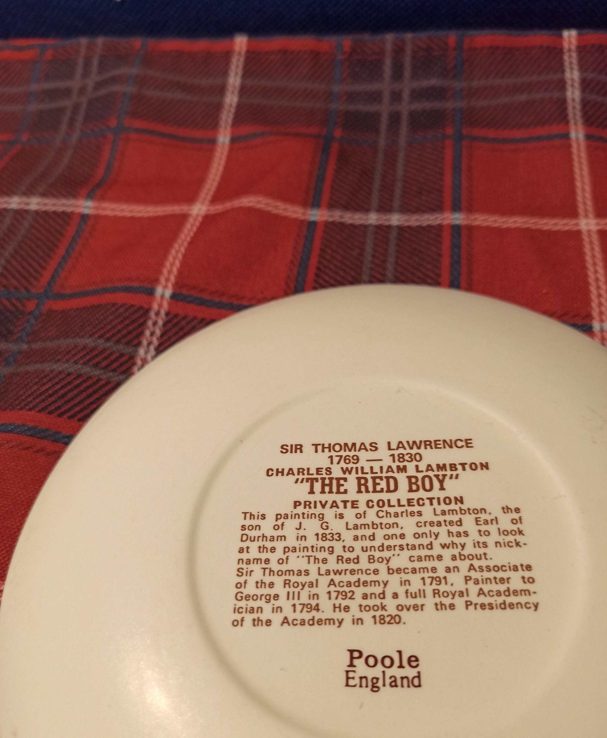 Sir Thomas Lawrence Decorative Plate, "The Red Boy" - Image 3