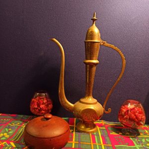 Antique Arabian Brass Jug - Moroccan - Hinged Lid - Good Condition