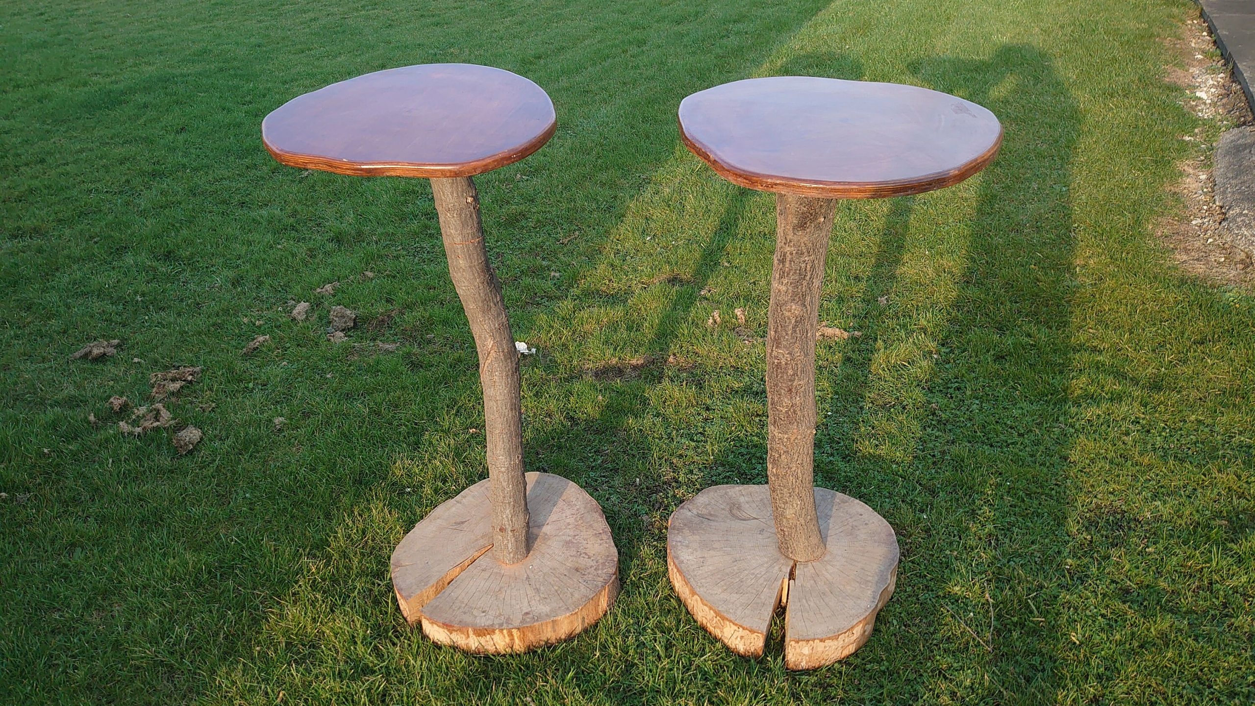 Two Handmade Wooden Bar Tables - 1.2m tall - Good to Very Good condition - Unique Find!