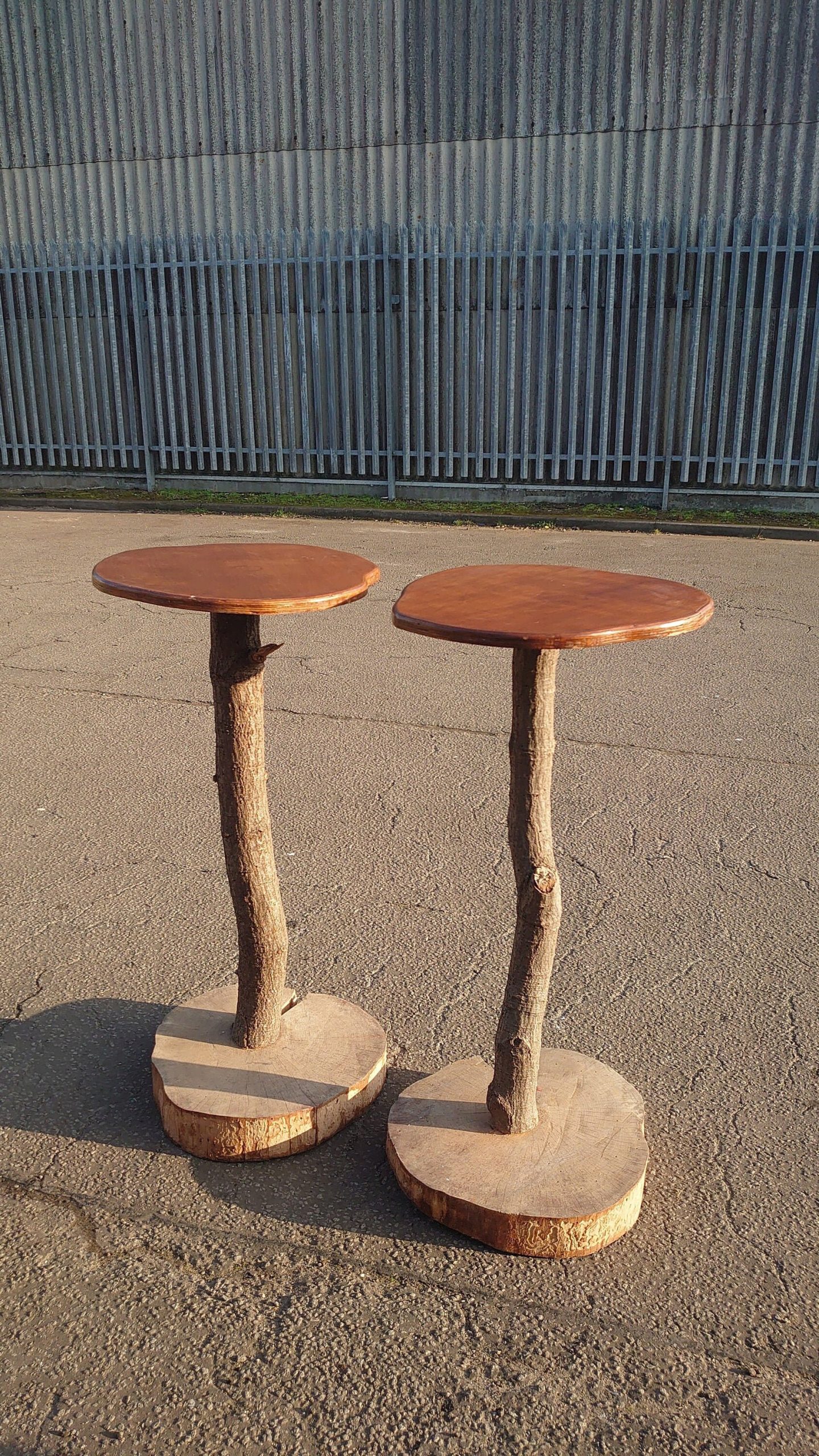 Two Handmade Wooden Bar Tables - 1.2m tall - Good to Very Good condition - Unique Find! - Image 2