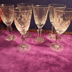 Set of 6 Liqueur Cordial Stem Glasses. Star Cut Base Design. Excellent Condition.