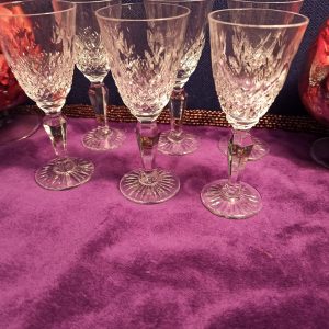 Set of 6  Liqueur Cordial Stem Glasses. Star Cut Base Design. Good Condition.