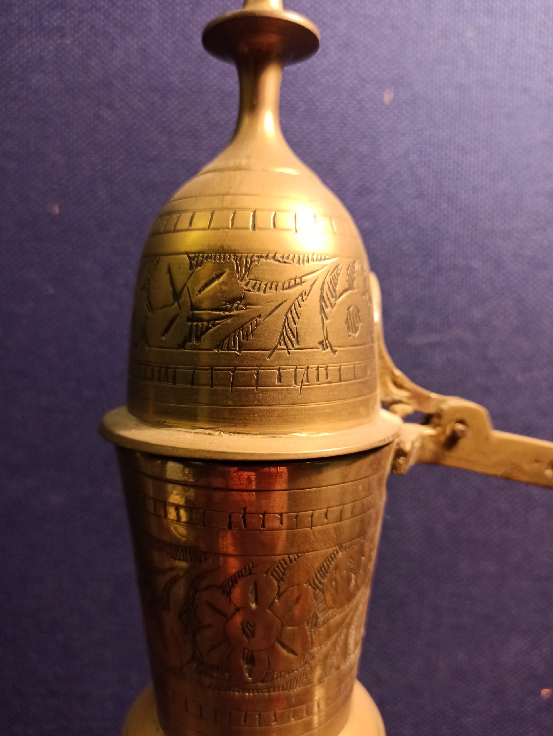 Antique Arabian Brass Jug - Moroccan - Hinged Lid - Good Condition - Image 2