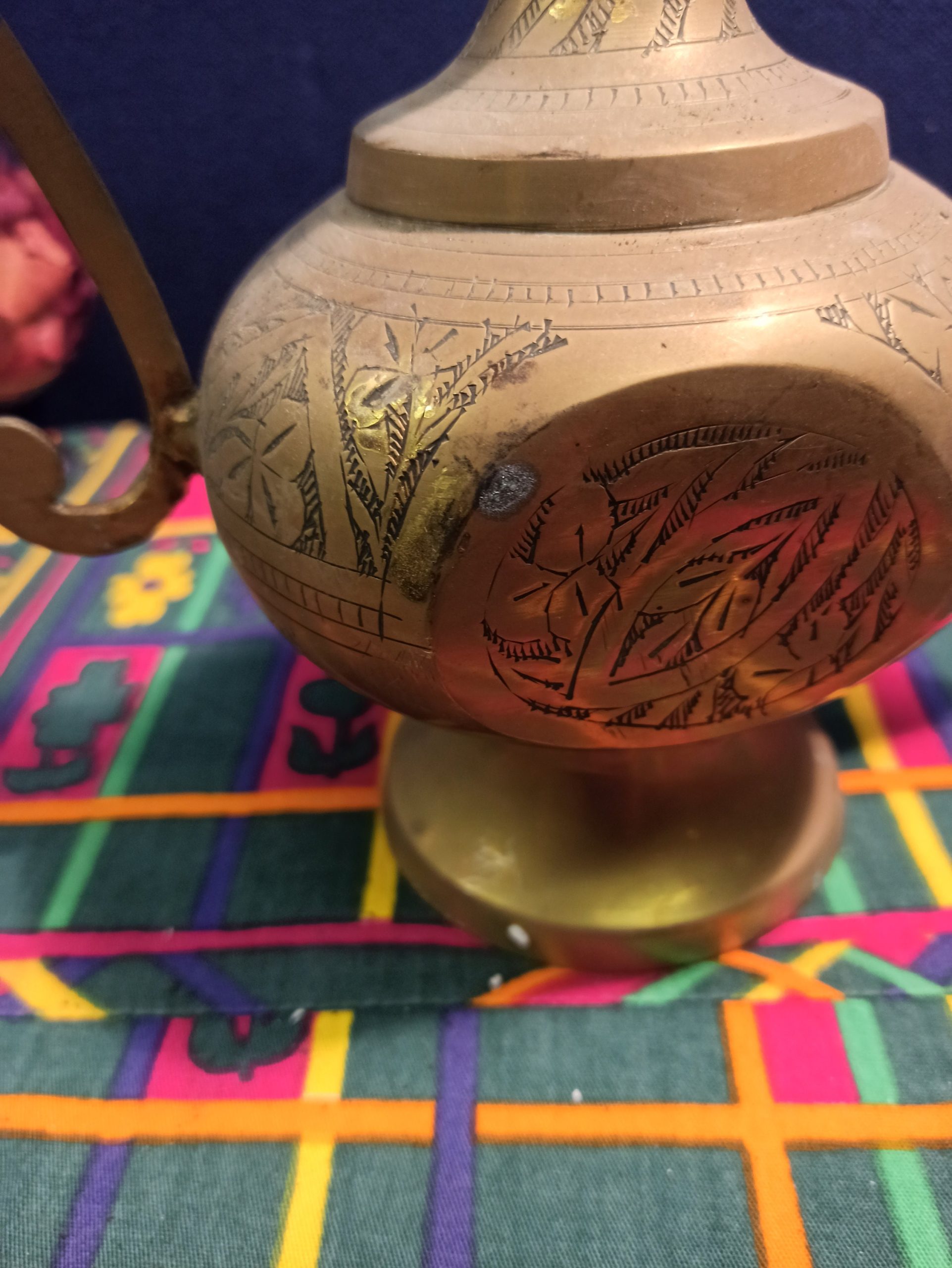 Antique Arabian Brass Jug - Moroccan - Hinged Lid - Good Condition - Image 8