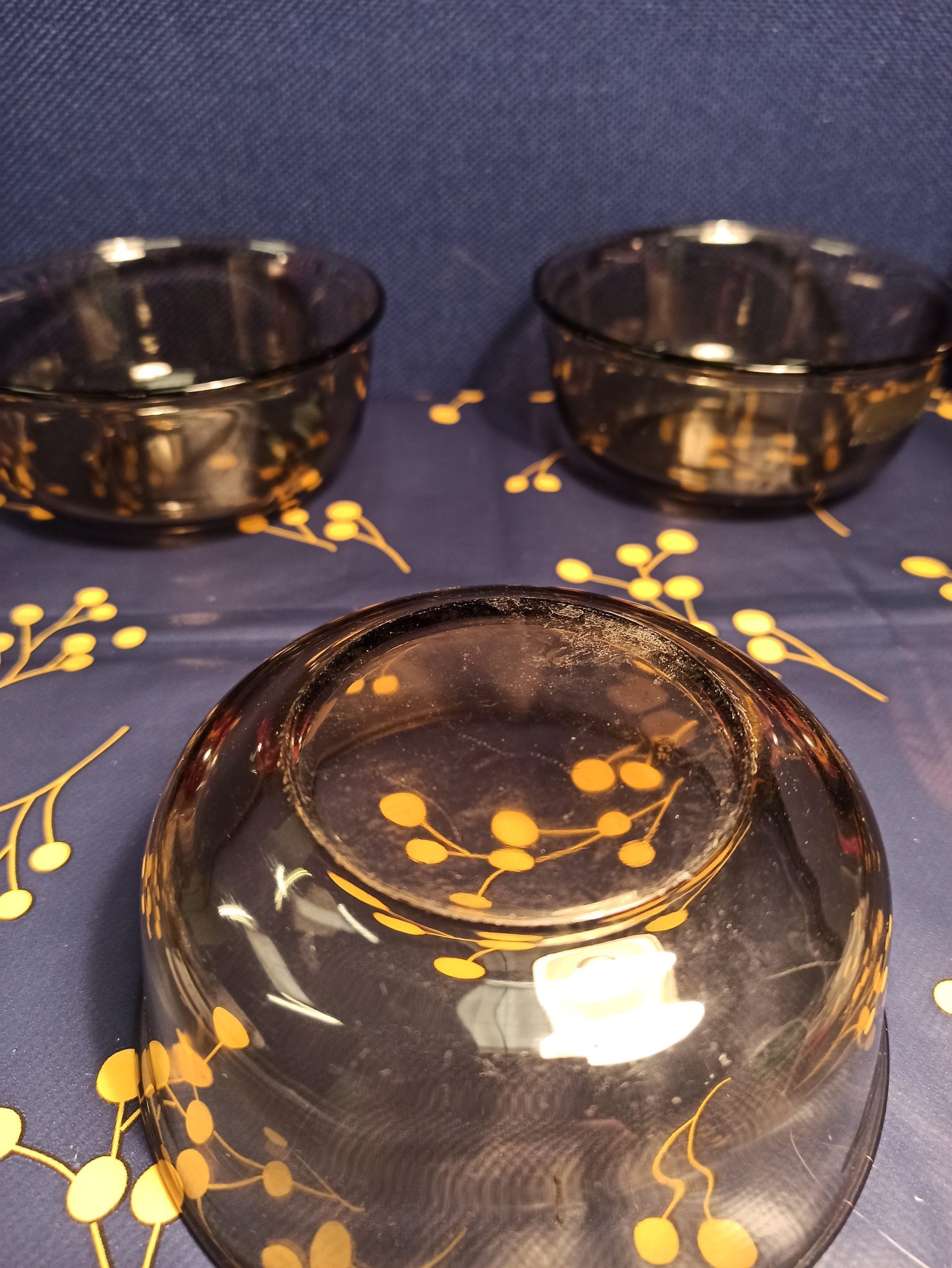Trio of Smoked Glass Decorative Bowls - Image 4