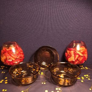 Trio of Smoked Glass Decorative Bowls