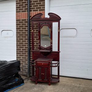 Victorian Reproduction Hallway Stand with Candle Sconces - 1980s/90s. Very good condition. Mahogany-effect - 2.26m tall 0.98m wide 0.4m dep
