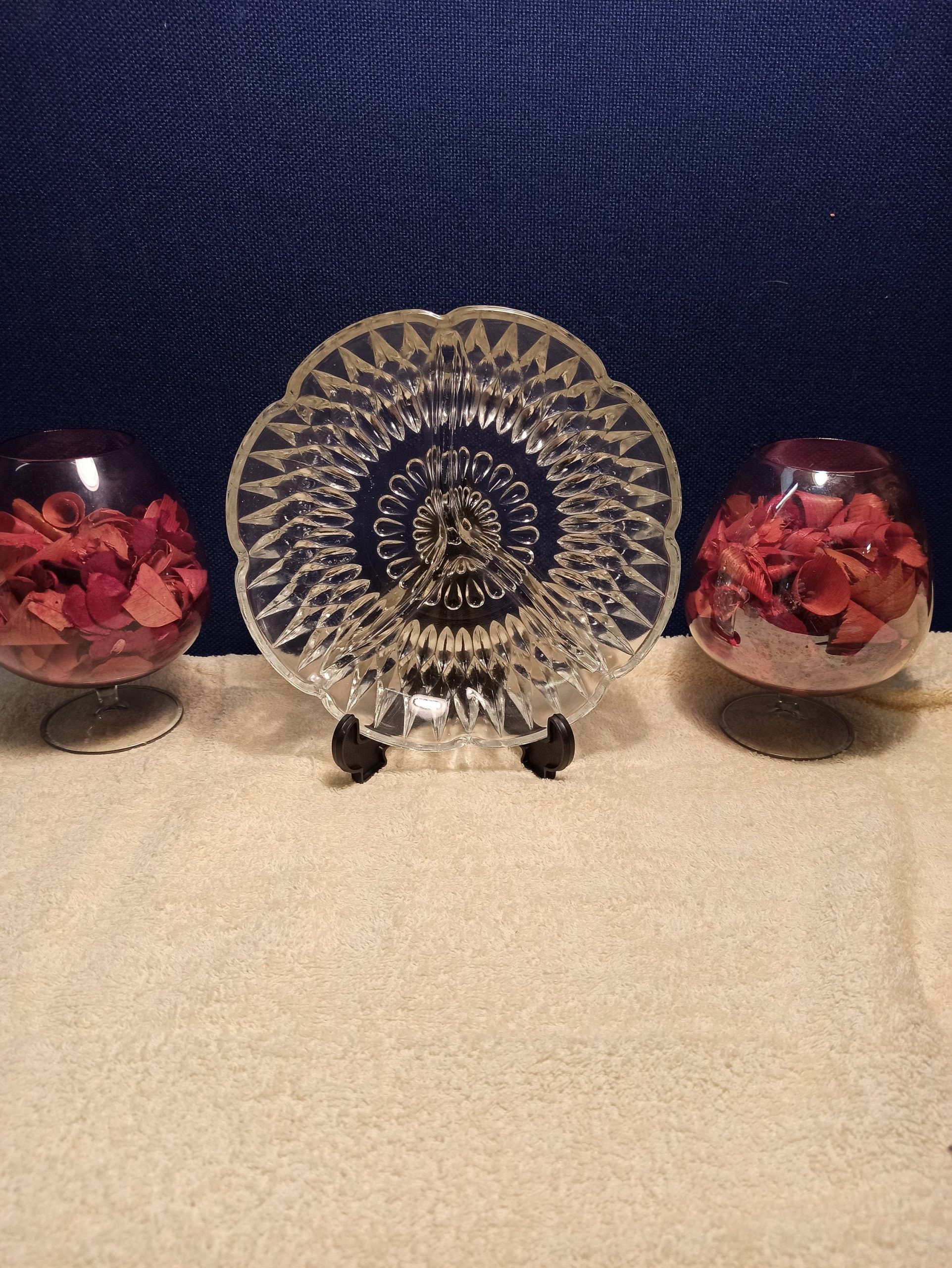 Glass Triple Compartment Serving Dish. Good Condition.