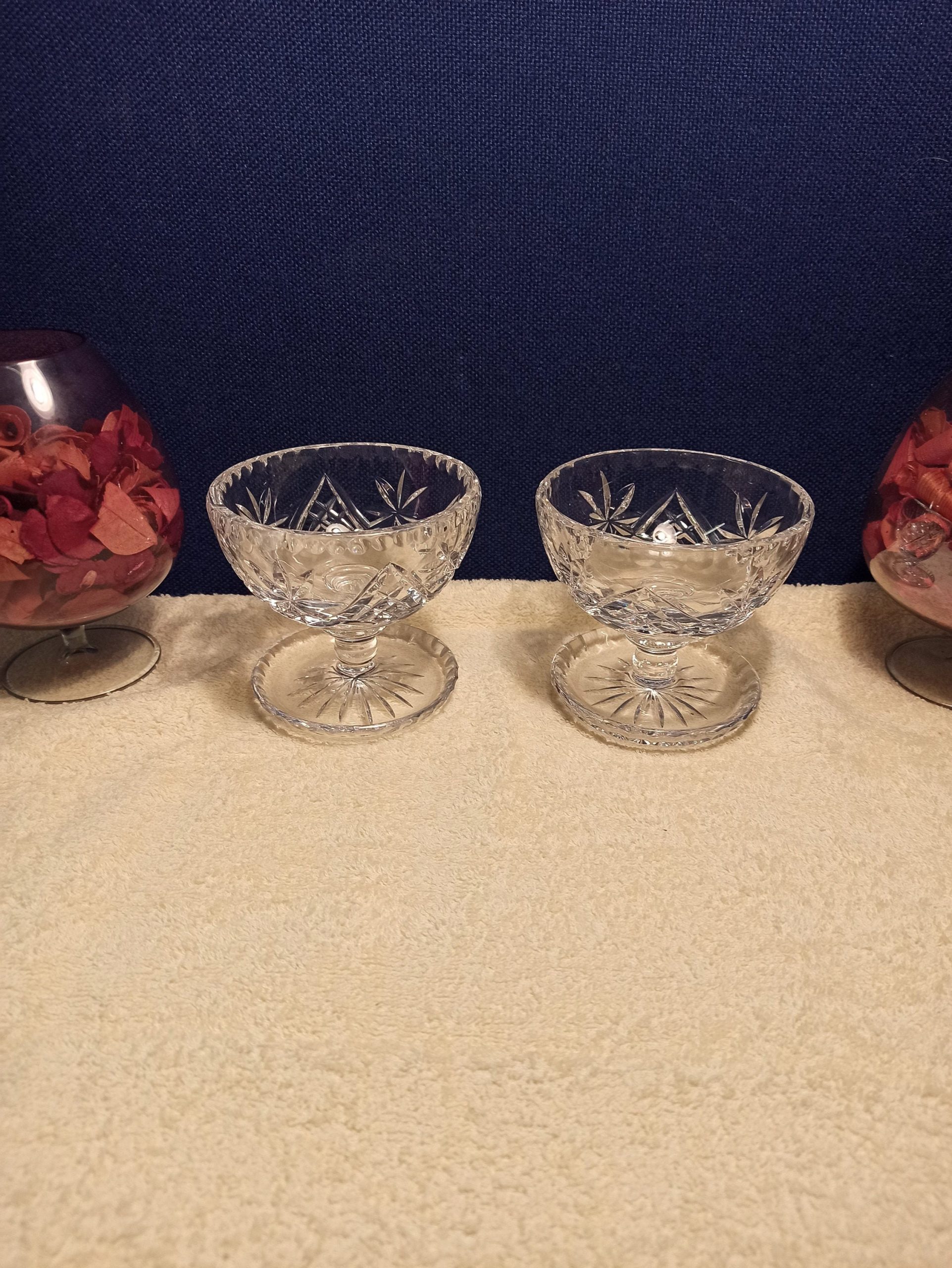 Pair of Lead Crystal Glass Dessert Dishes.