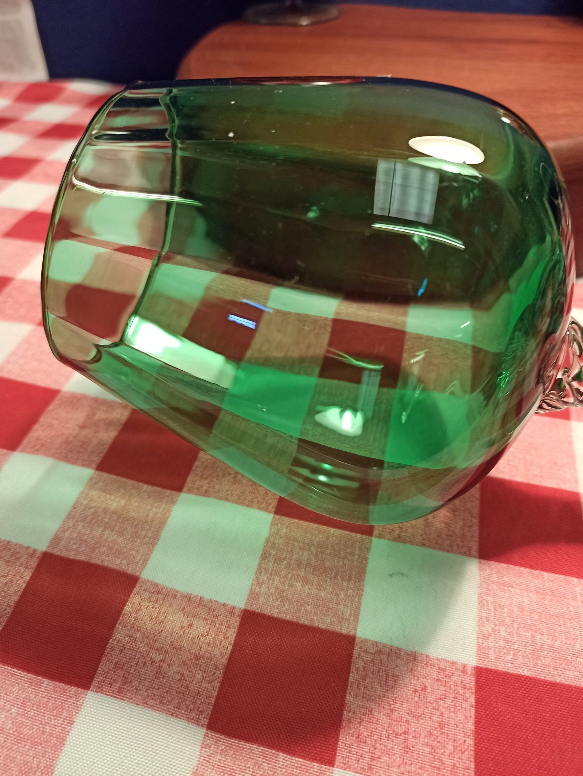 Green Decorative Oversized Brandy Glass and Bell. Very Good Condition. - Image 8