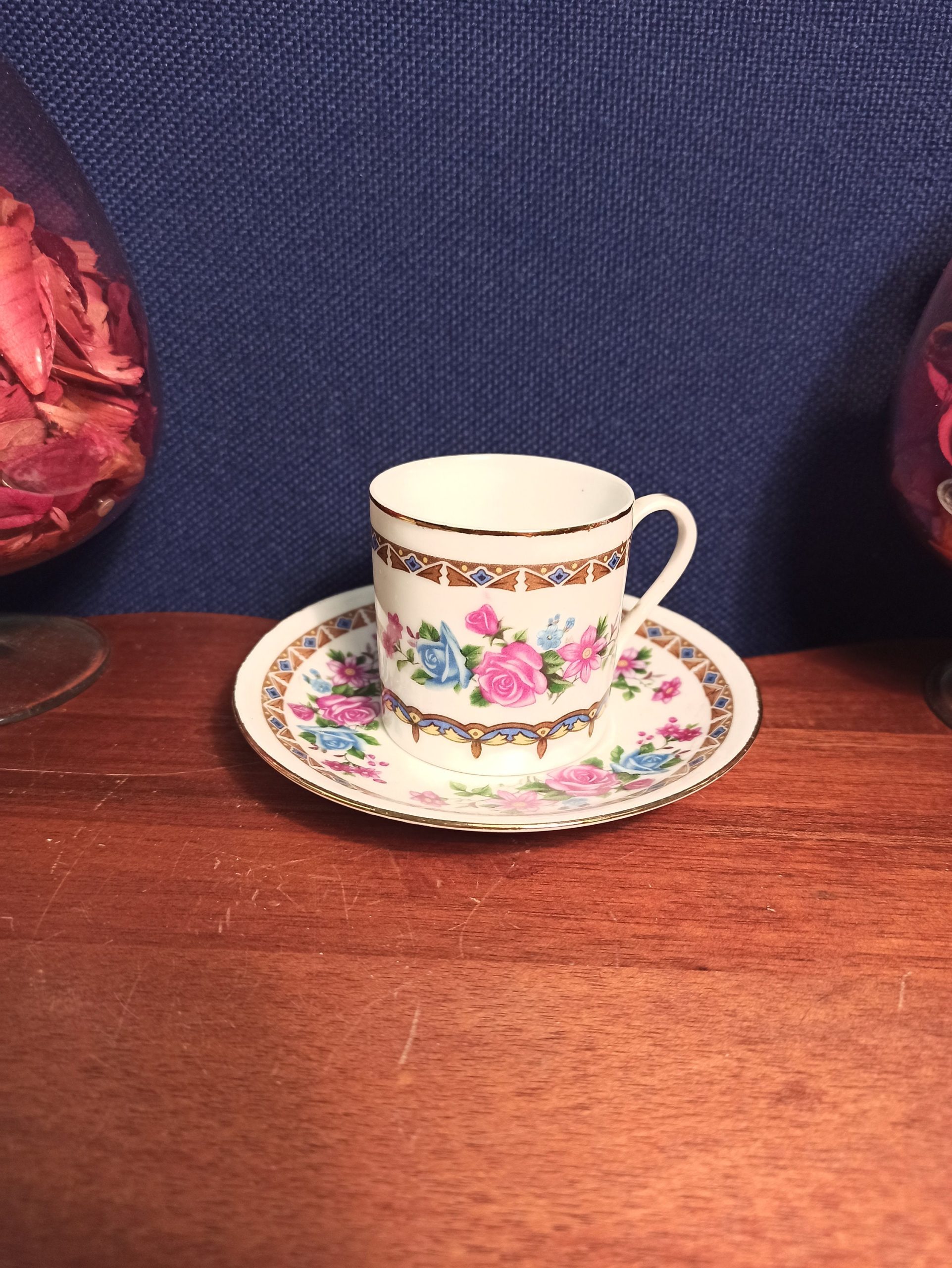 Miniature Floral Cup and Saucer Duo. Excellent Condition.