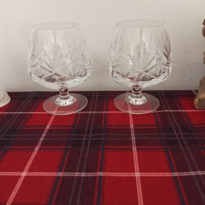 Set of Two Lead Crystal Brandy Glasses. Excellent Condition.