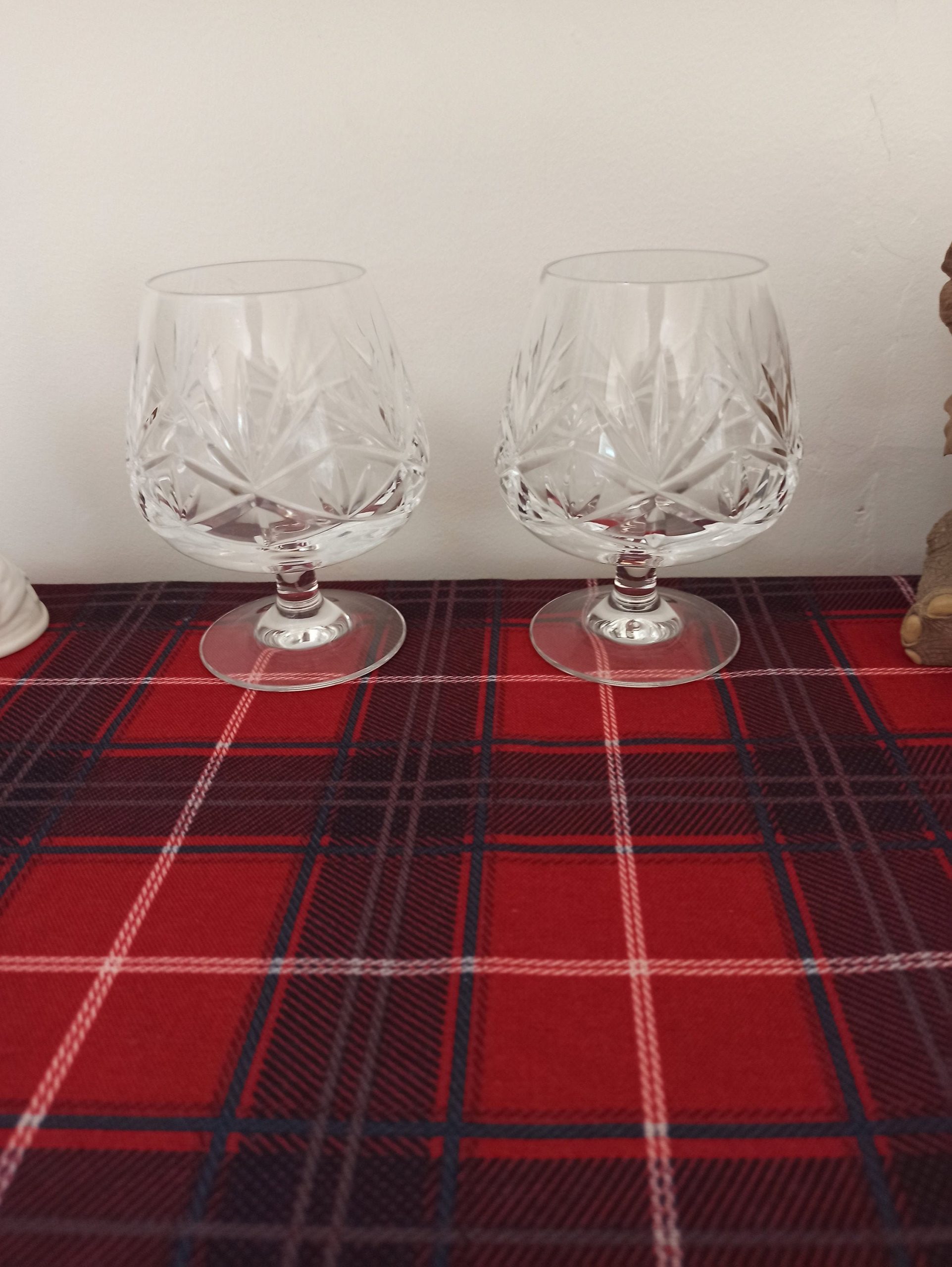Set of Two Lead Crystal Brandy Glasses. Excellent Condition.