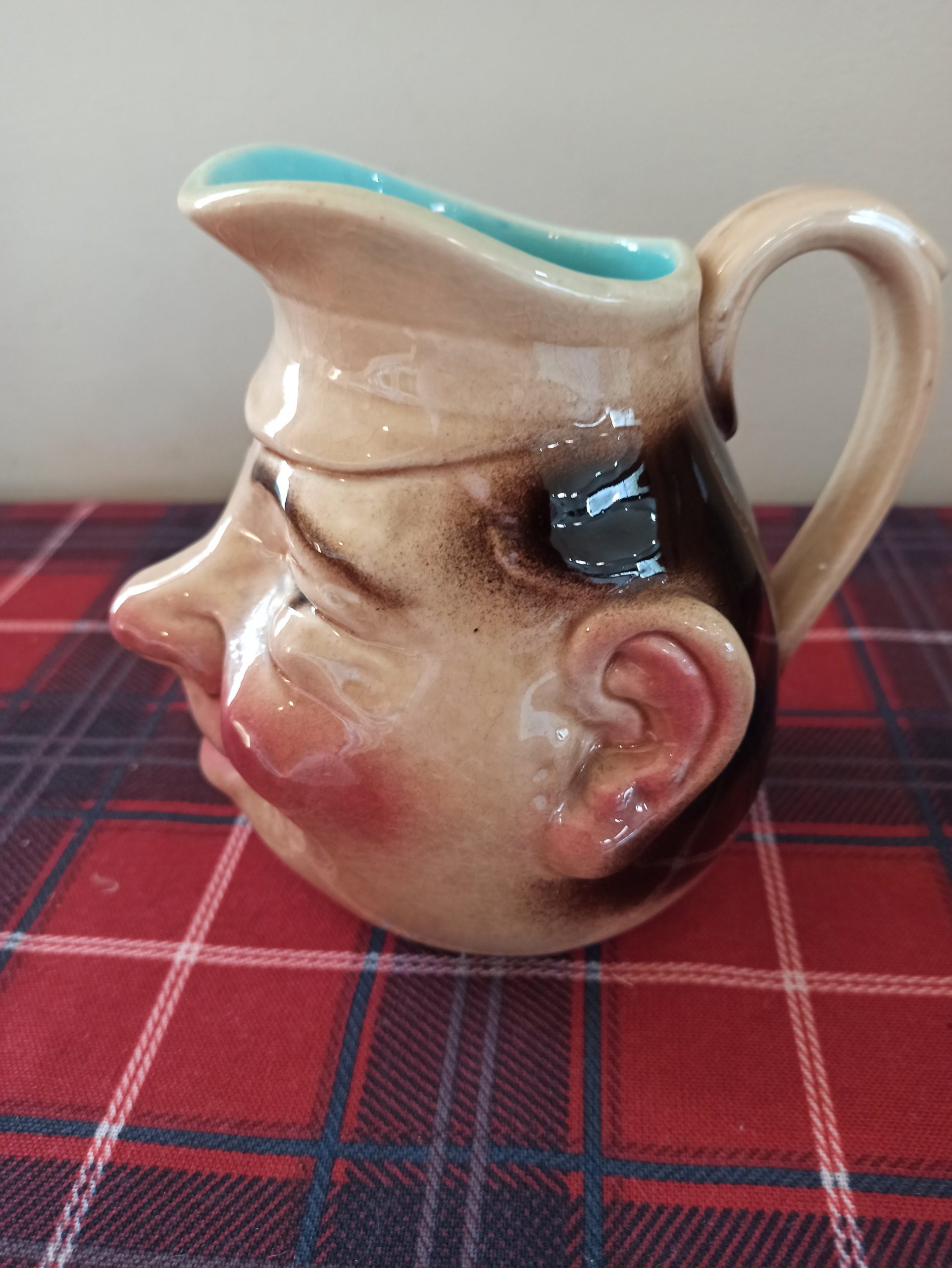Antique Victorian Majolica Sarreguemines French Toby Jug. c1880s. - Image 4
