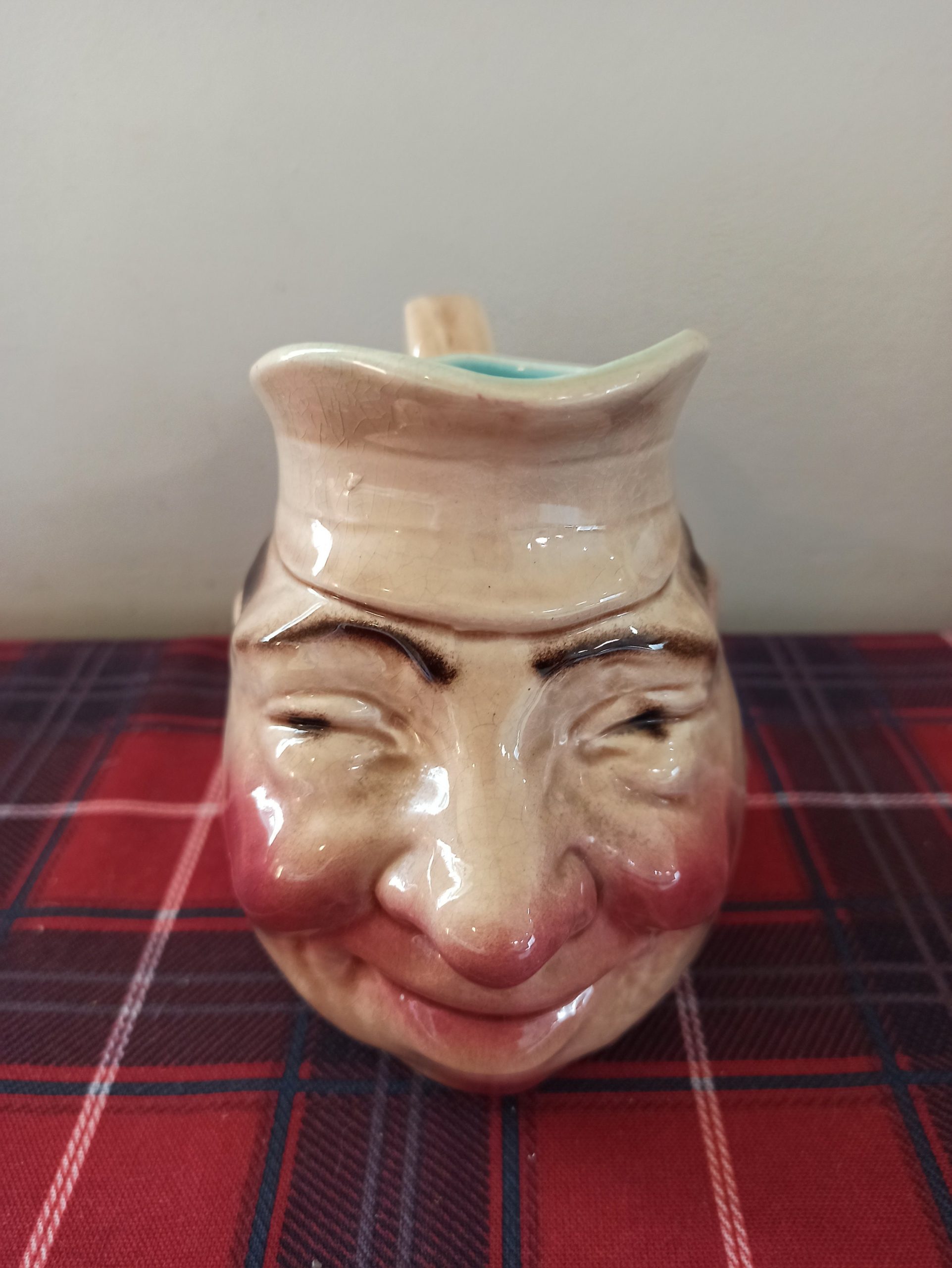 Antique Victorian Majolica Sarreguemines French Toby Jug. c1880s.