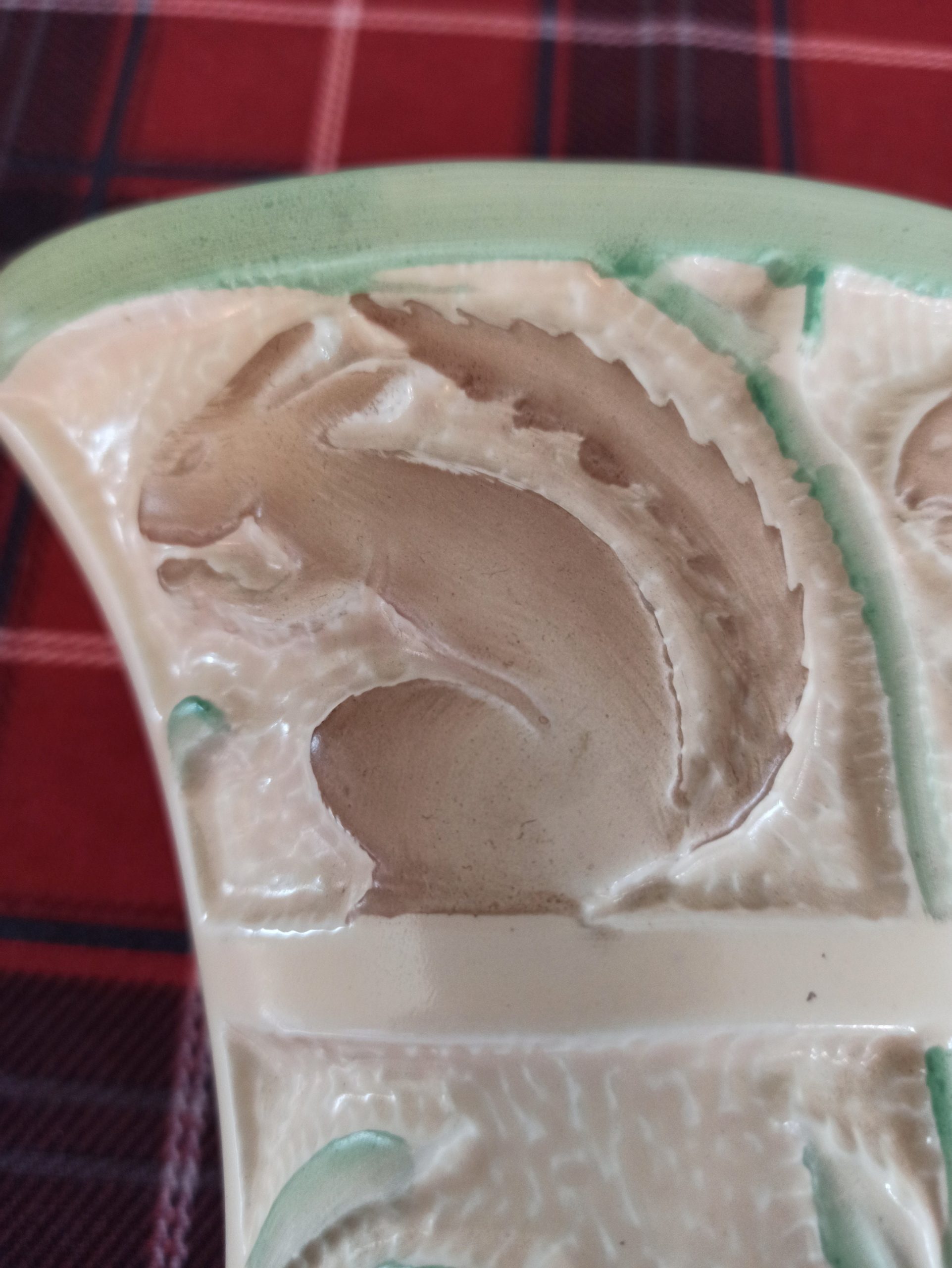 Vintage Wall Vase. Burleigh Ware, Burslem. Squirrels and Elephants. Very Good Condition. - Image 5