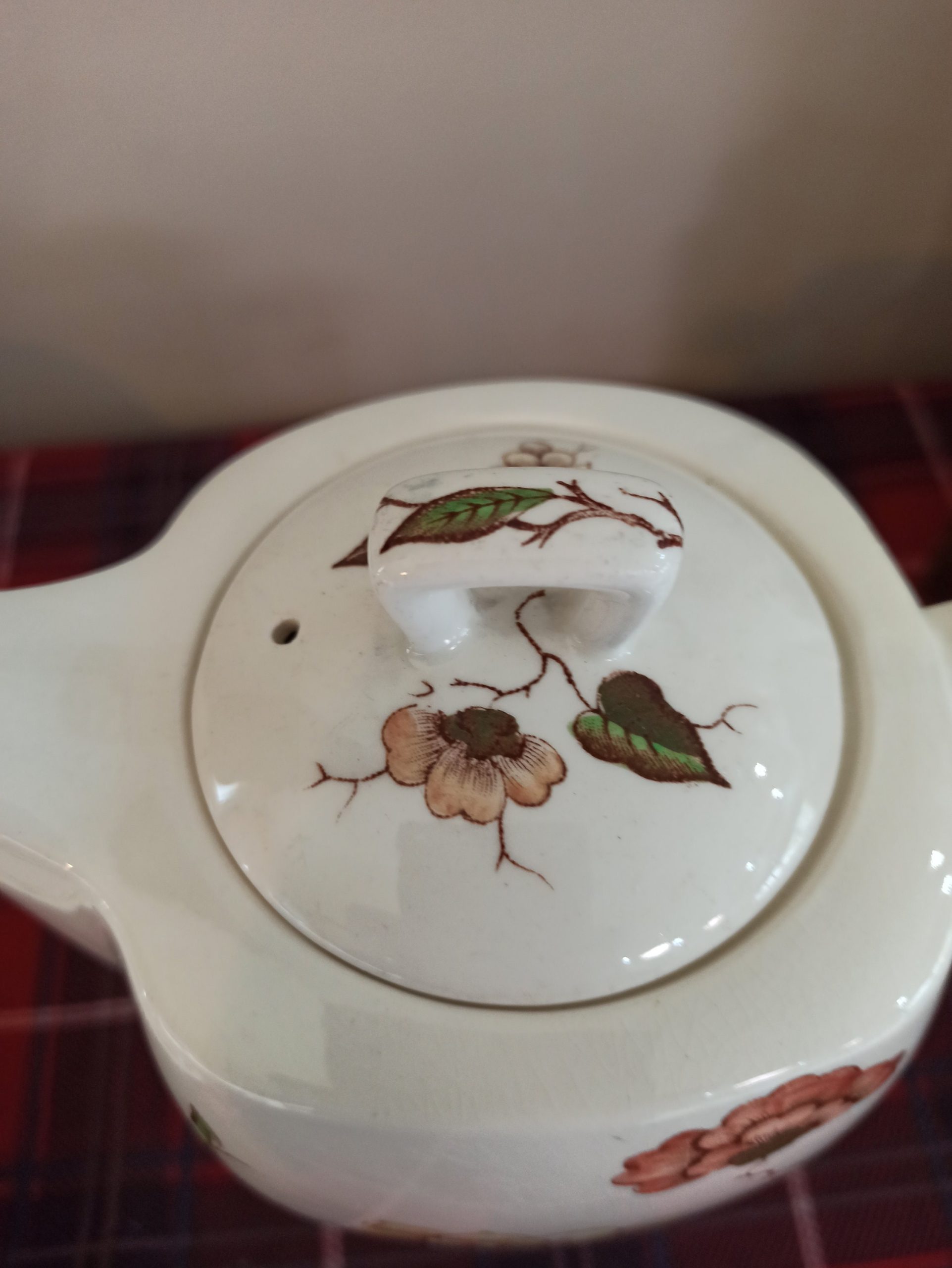 Burslem Midwinter Tea set. Designed by Jessie Tait. Teapot, Milk Jug and Sugar Bowl. "Ming Tree". - Image 9