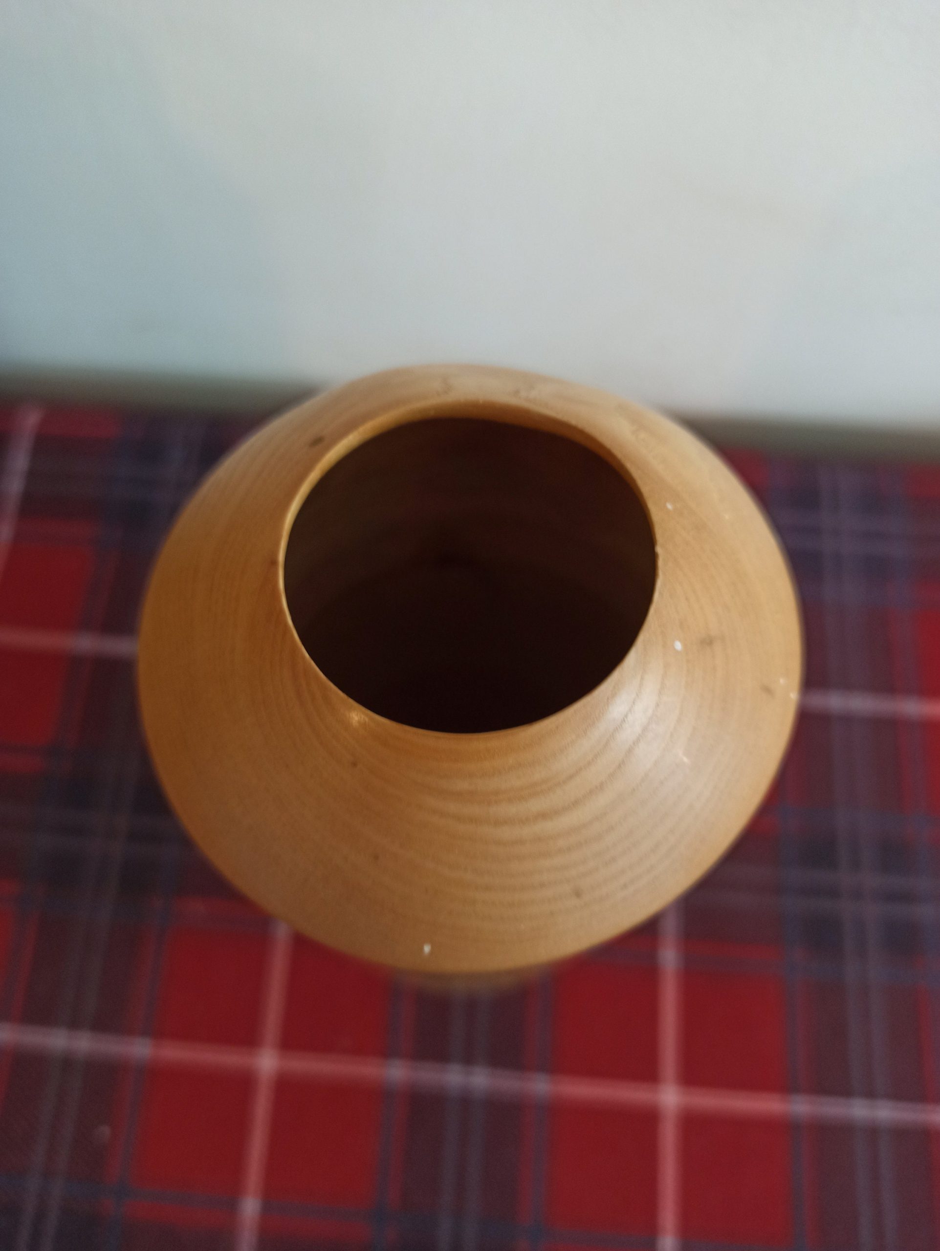Wooden Treen Ash Hand Made Vase. Signed. - Image 2
