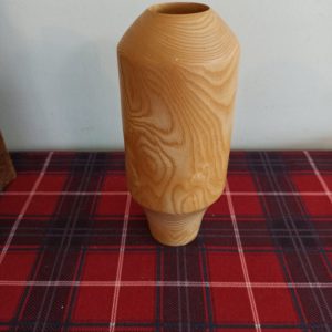 Wooden Treen Ash Hand Made Vase. Signed.