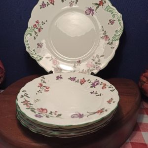 Atlas China 5 Piece Set.  4 Plates and Sandwich / Cake Plate. Good Condition. c1940s.