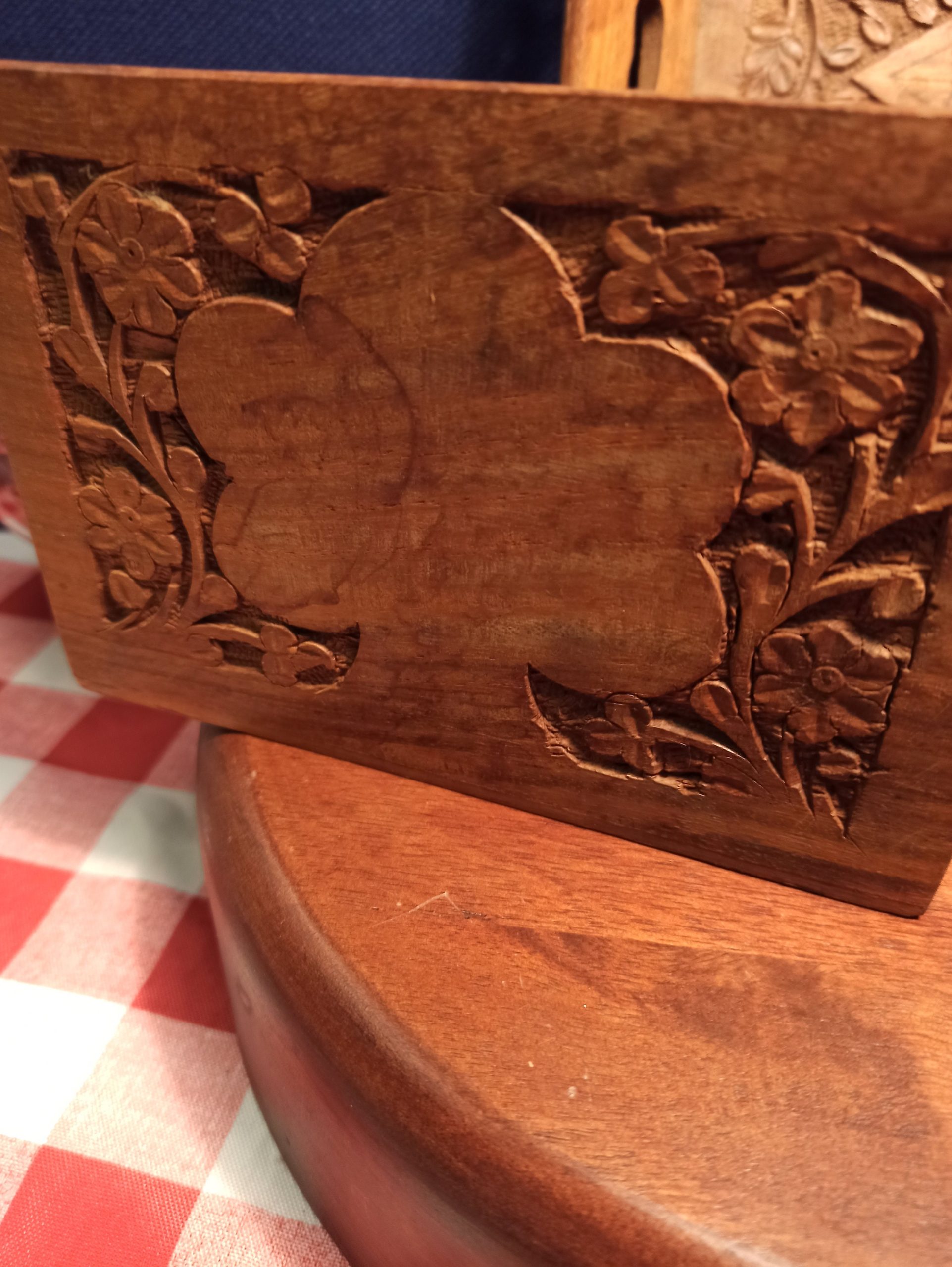 Trio of Treen, Carved Wooden Items. Letter Rack, Chinese or Japanese Coasters and Tray. Good Condition. - Image 5