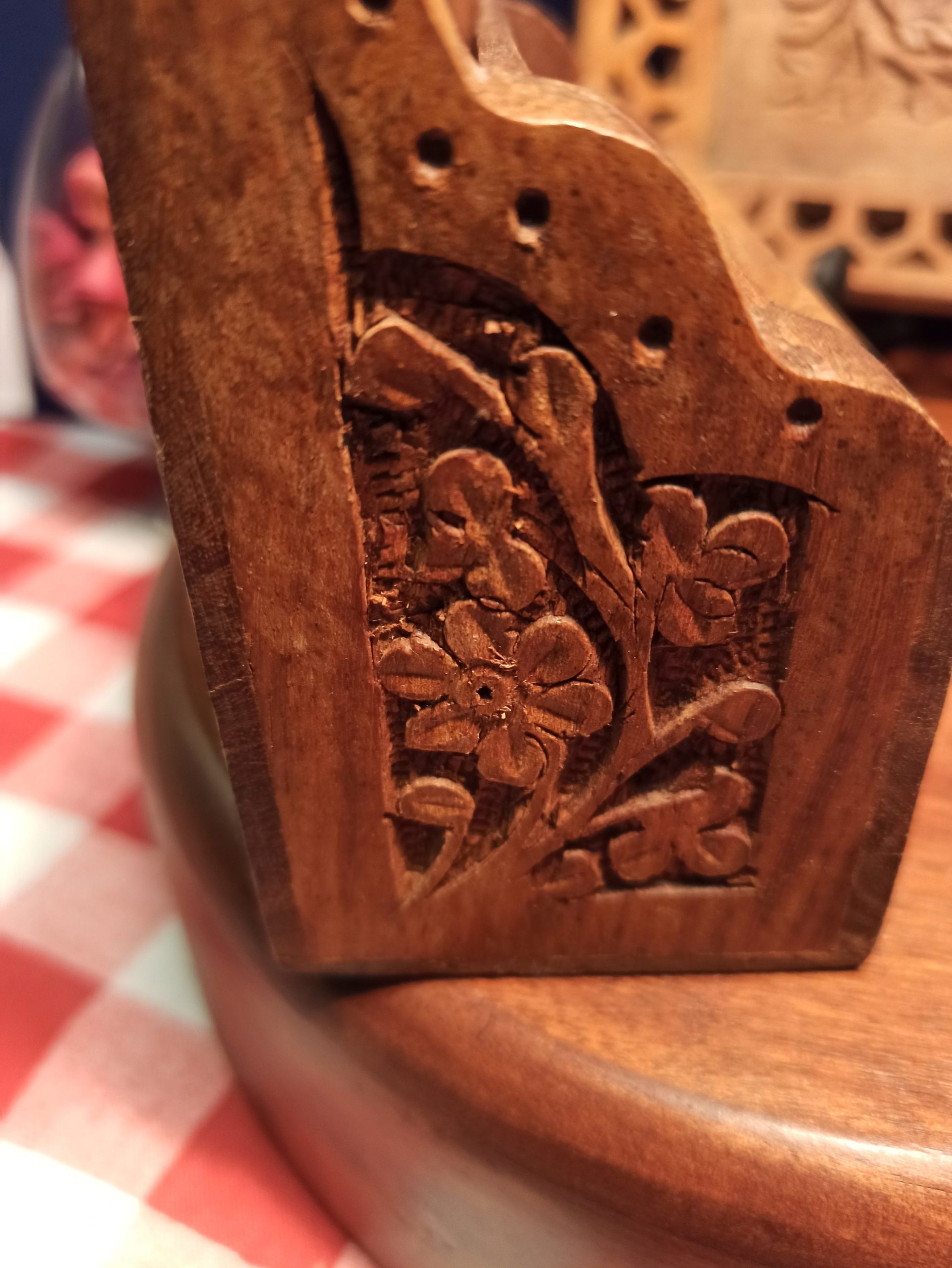 Trio of Treen, Carved Wooden Items. Letter Rack, Chinese or Japanese Coasters and Tray. Good Condition. - Image 4