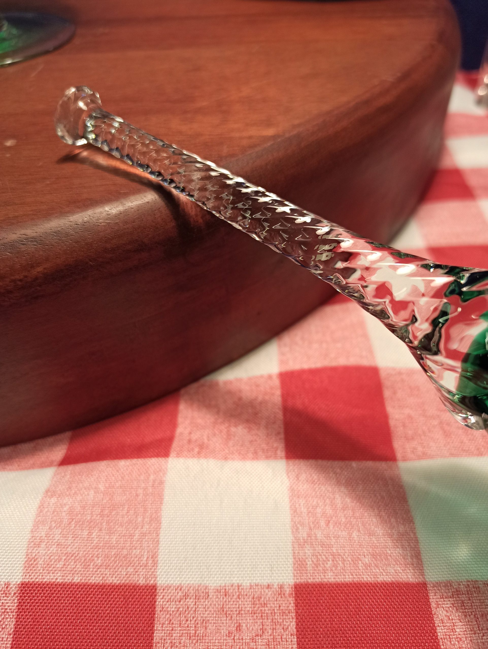 Green Decorative Oversized Brandy Glass and Bell. Very Good Condition. - Image 4