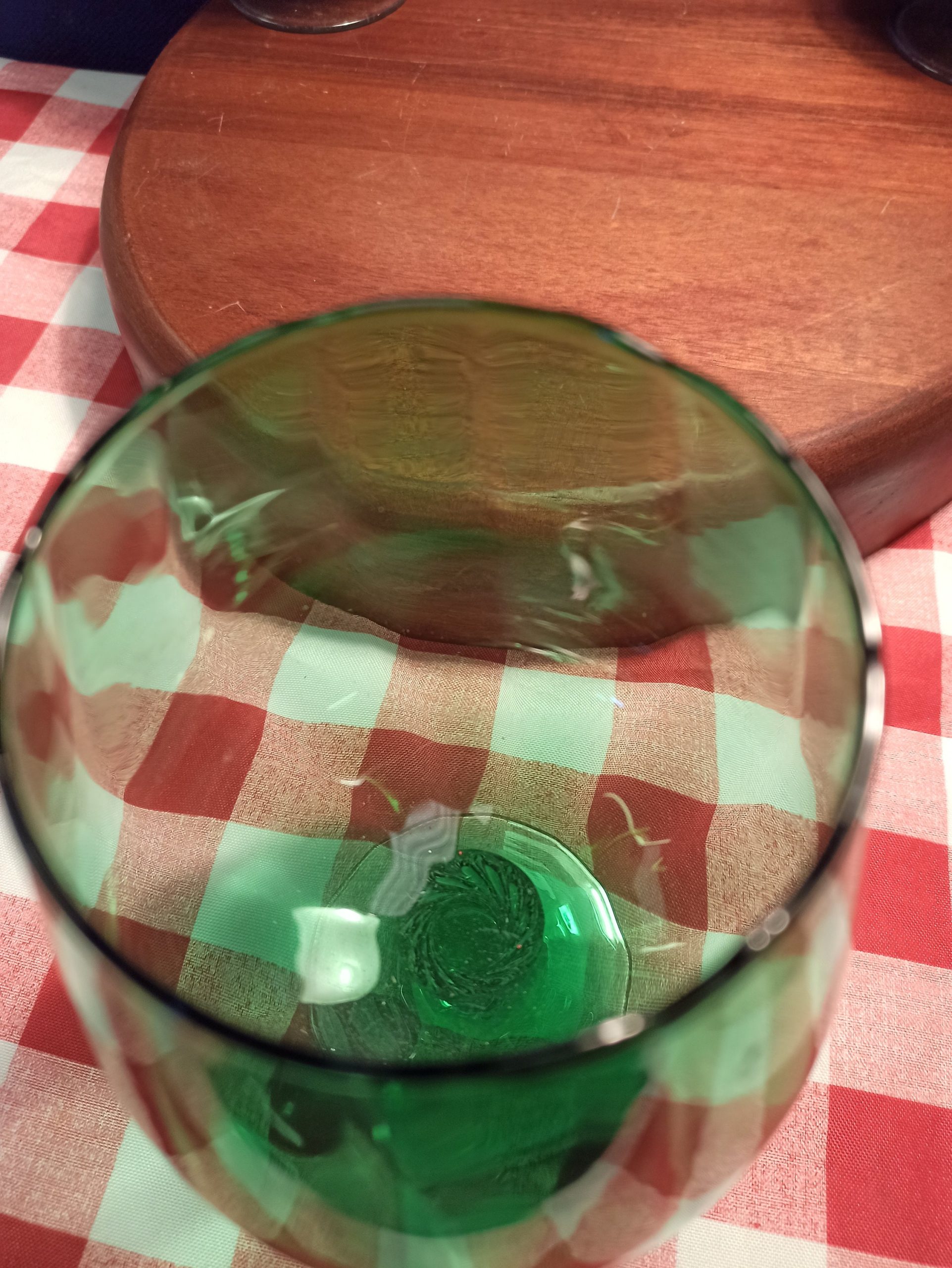 Green Decorative Oversized Brandy Glass and Bell. Very Good Condition. - Image 7