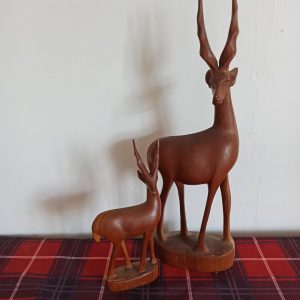 Vintage Two Wooden Antelope Ornaments.