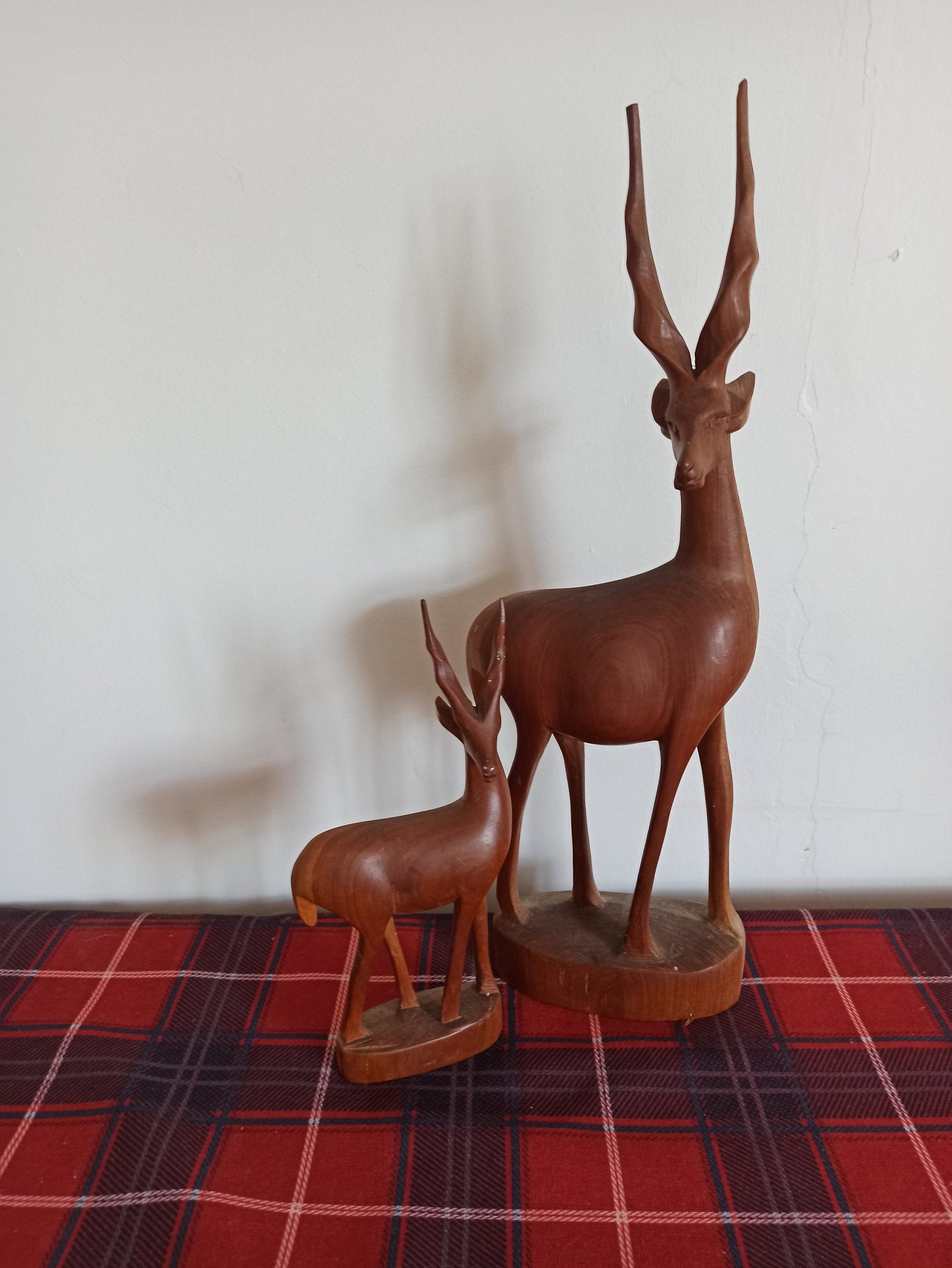 Vintage Two Wooden Antelope Ornaments.