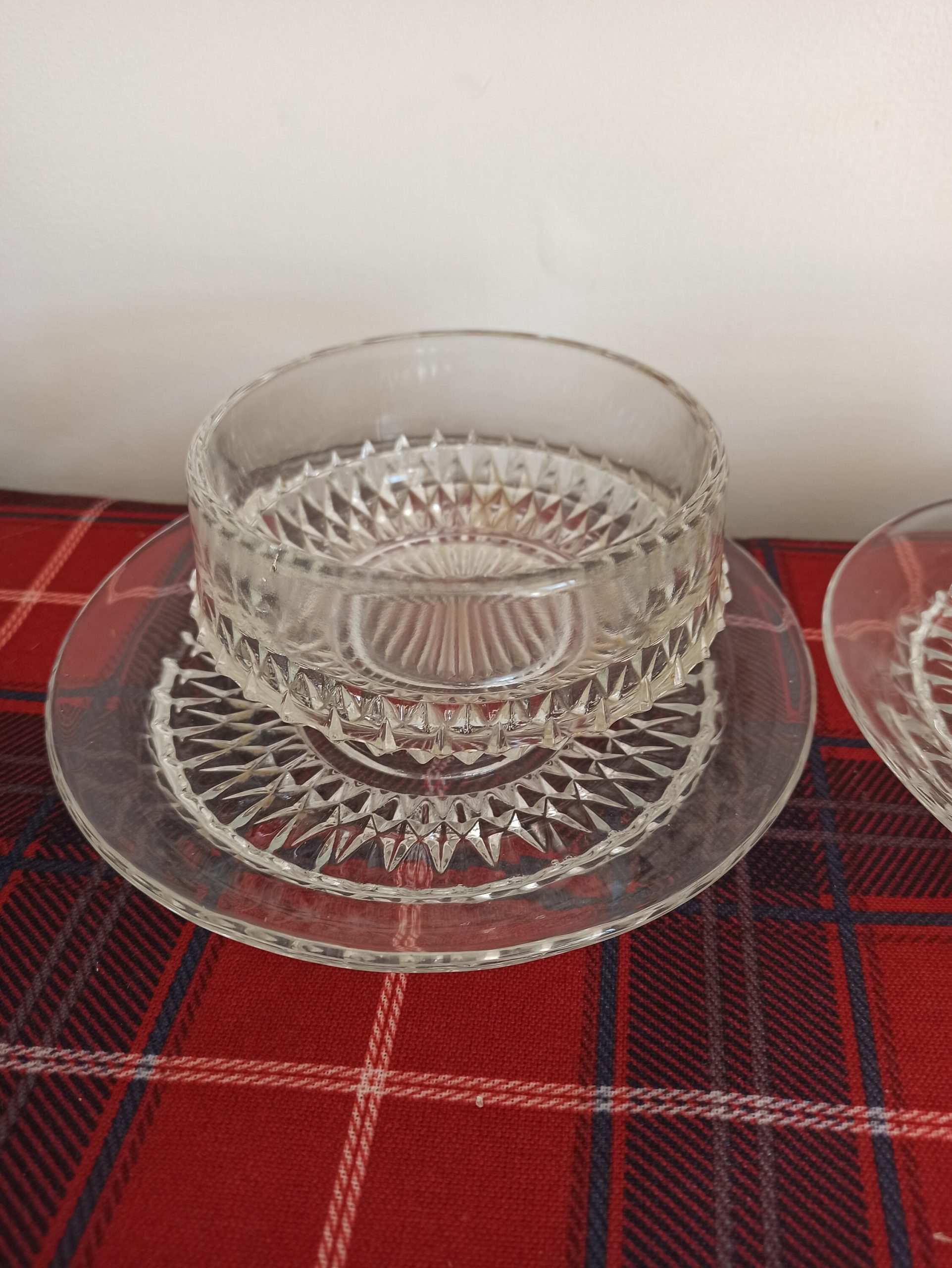 Pair of Glass Dessert Dishes with Plates. - Image 2