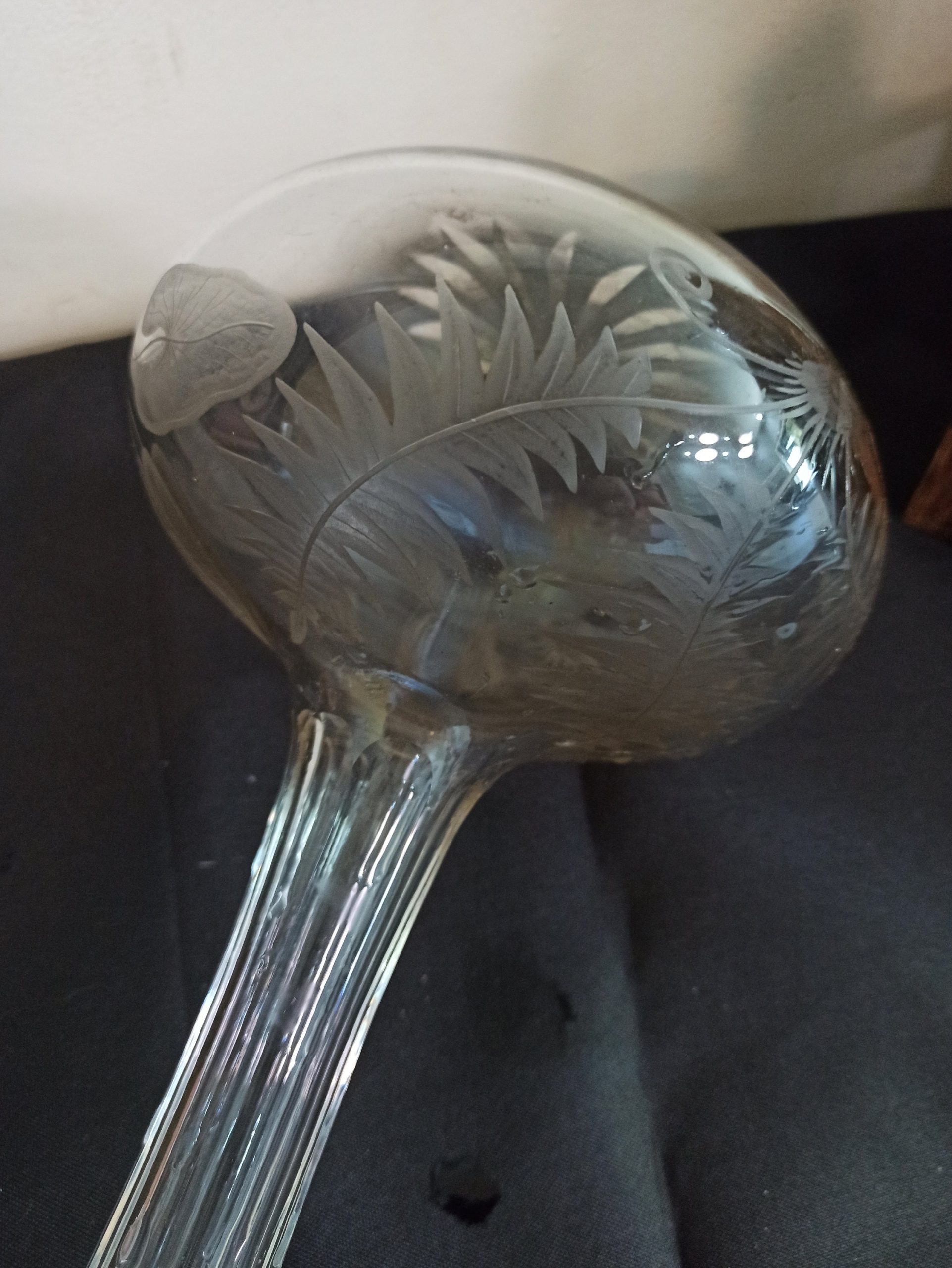 Victorian Flat Bottomed Etched Decanter. Very Good Condition. - Image 6