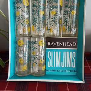 Set of 6 Ravenhead Slim Jims Lemonade Glasses. c1960s. Excellent Condition.