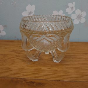 Medium-Sized Heavy Tripod Glass Nut or Pot Pourri Bowl - 1950s - Very Good Condition! Retro Glassware