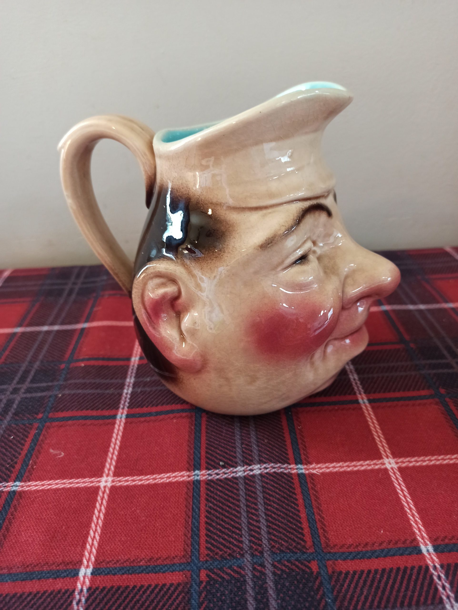 Antique Victorian Majolica Sarreguemines French Toby Jug. c1880s. - Image 3