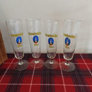 This set of 4 Krombacher Pils Short Stem Glasses.
