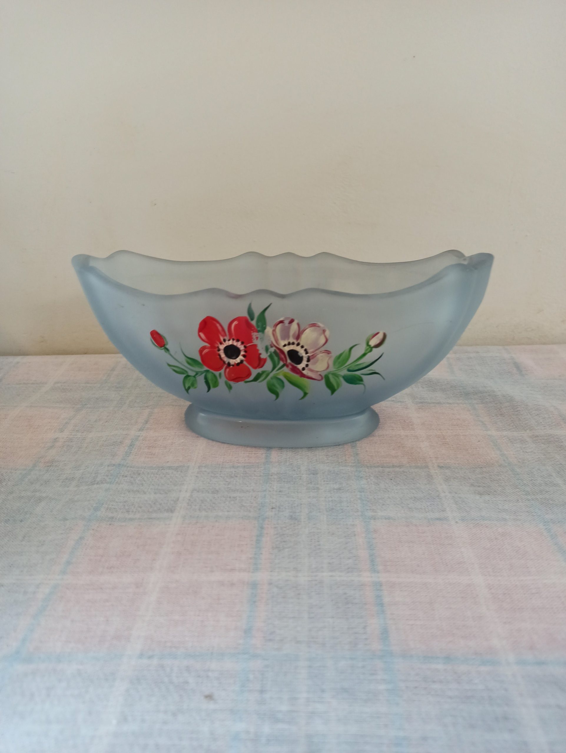 Vintage Blue Frosted Mantle Vase. - Image 2