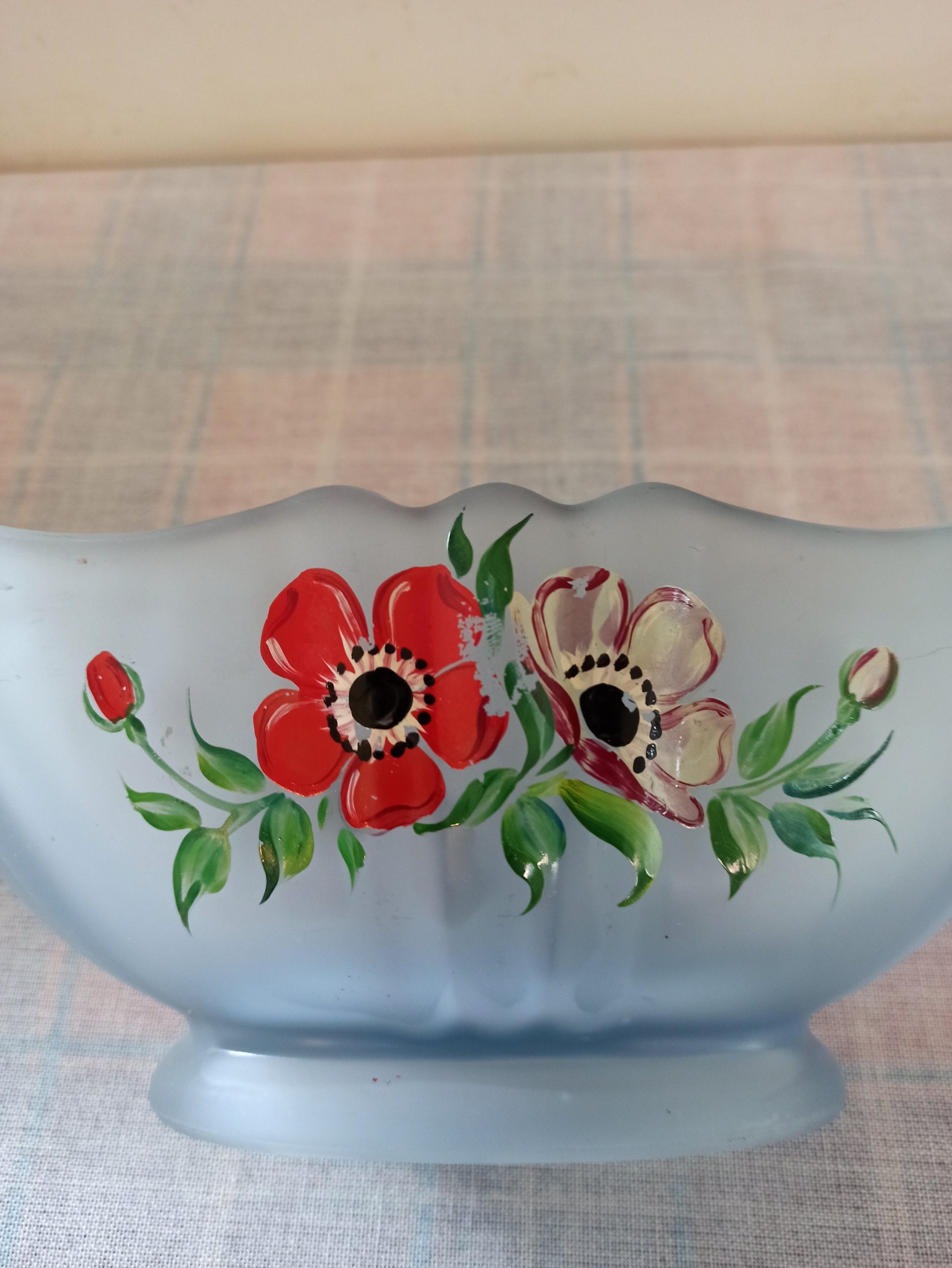 Vintage Blue Frosted Mantle Vase. - Image 4