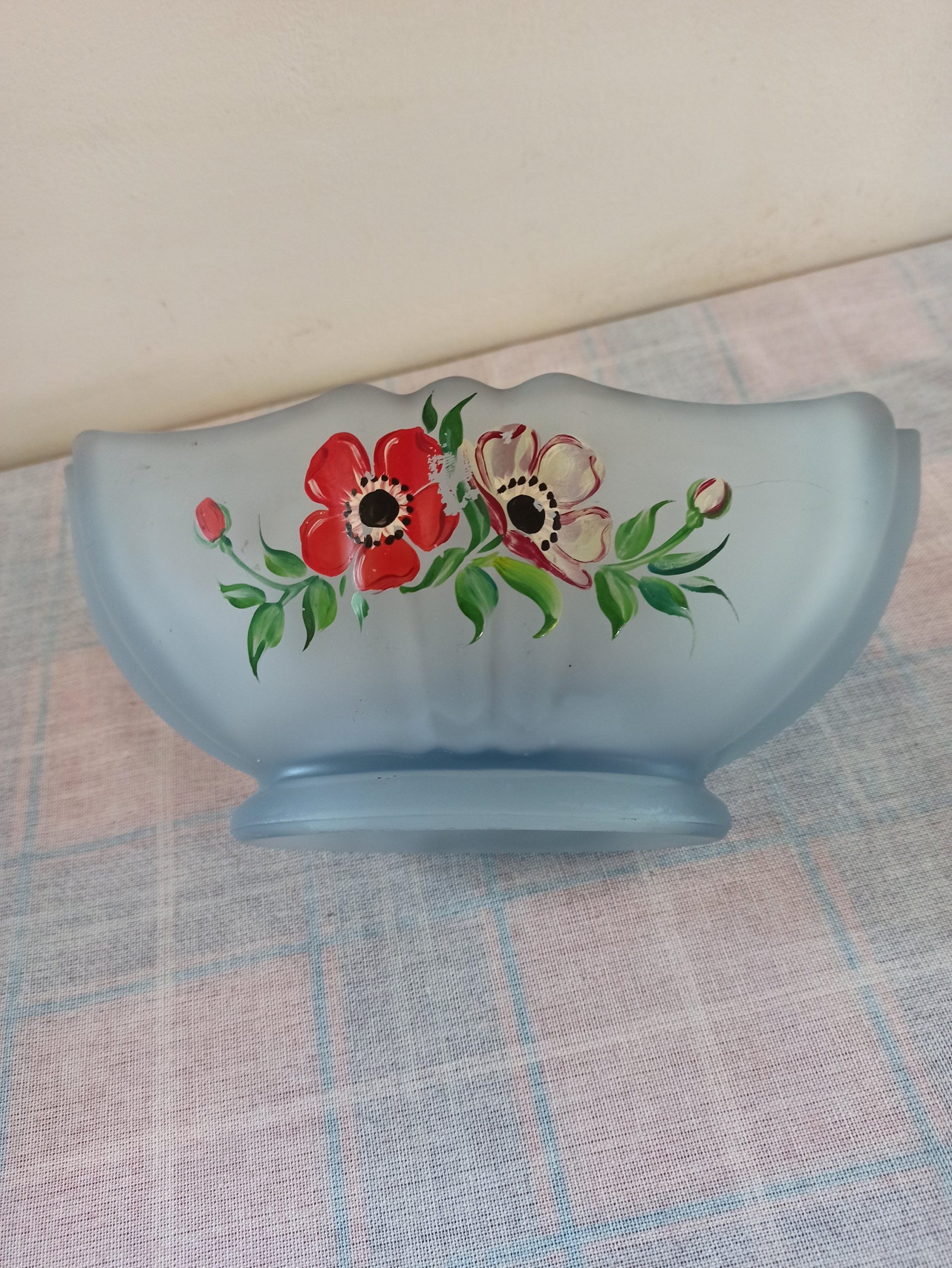 Vintage Blue Frosted Mantle Vase. - Image 7