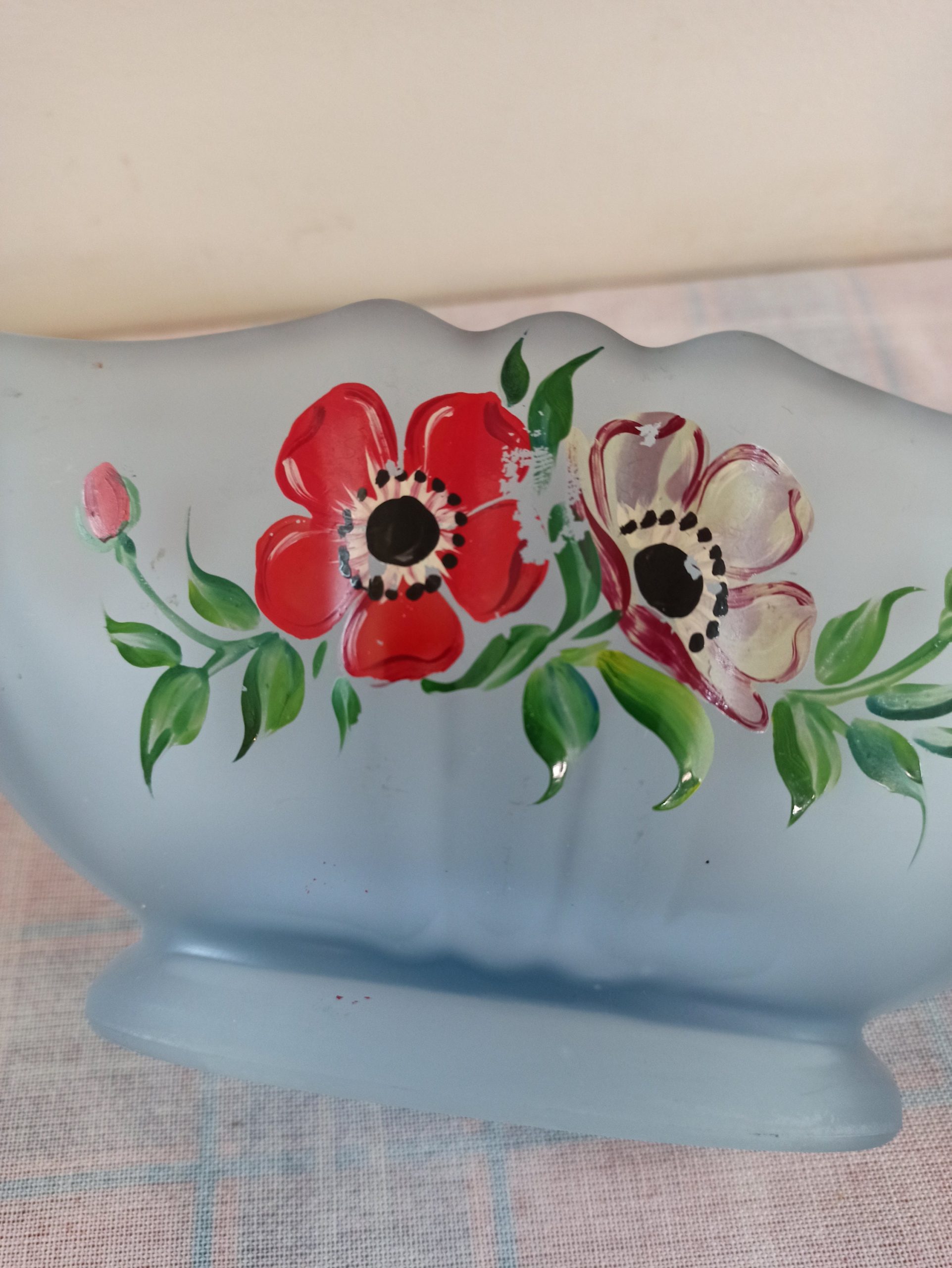 Vintage Blue Frosted Mantle Vase. - Image 9