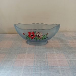Vintage Blue Frosted Mantle Vase.