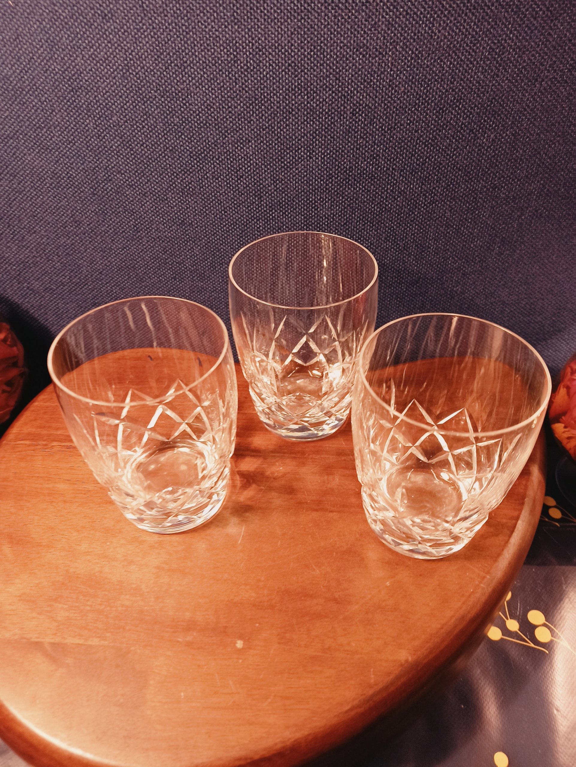 Three Vintage Crystal Whiskey Tumblers. Very Good Condition. - Image 4