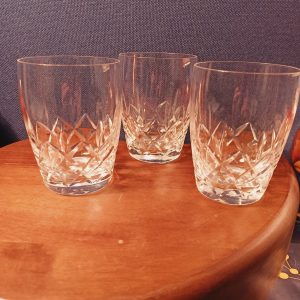 Three Vintage Crystal Whiskey Tumblers. Very Good Condition.